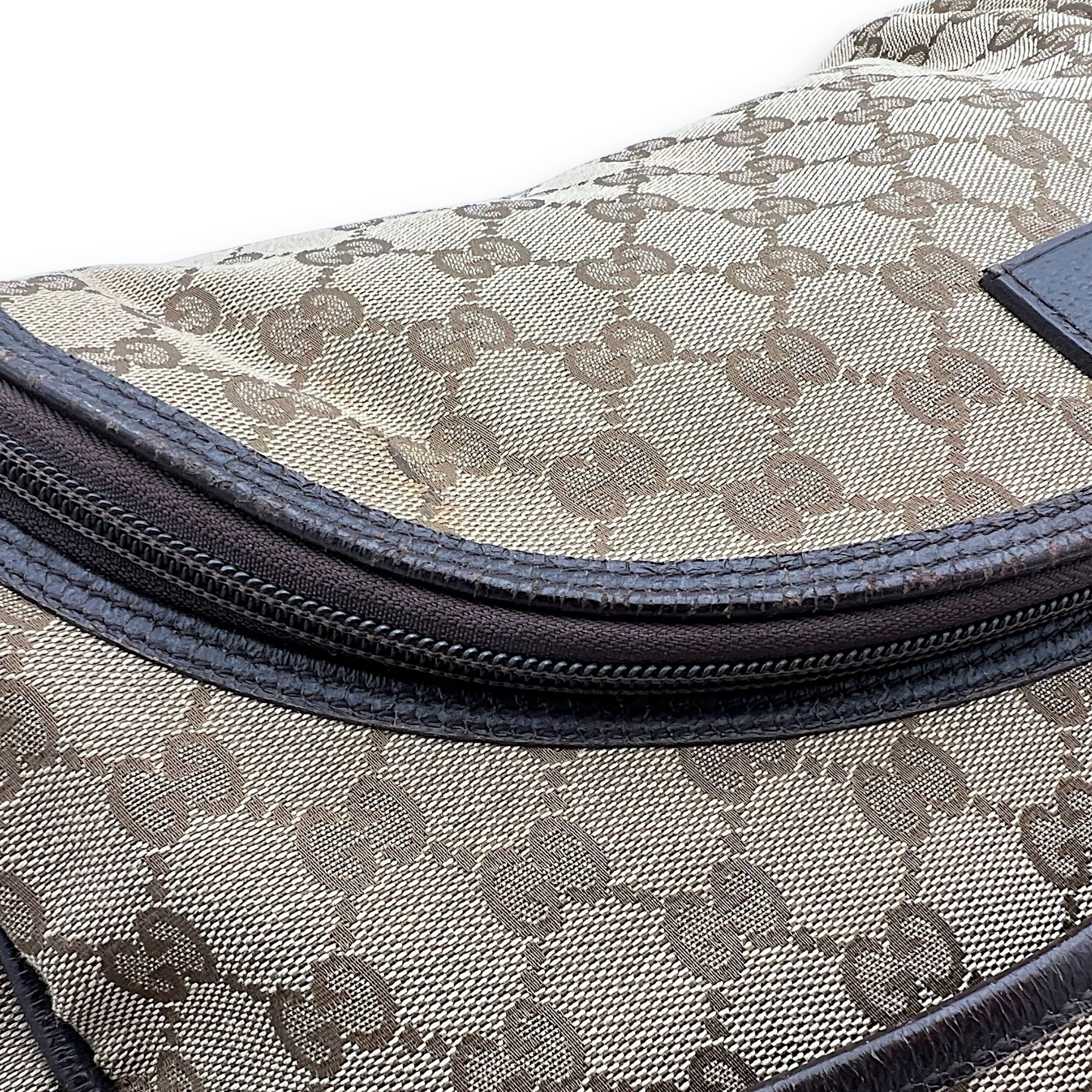 GG Shoulder Bag Brown in Canvas, Silver hardware - Image 9