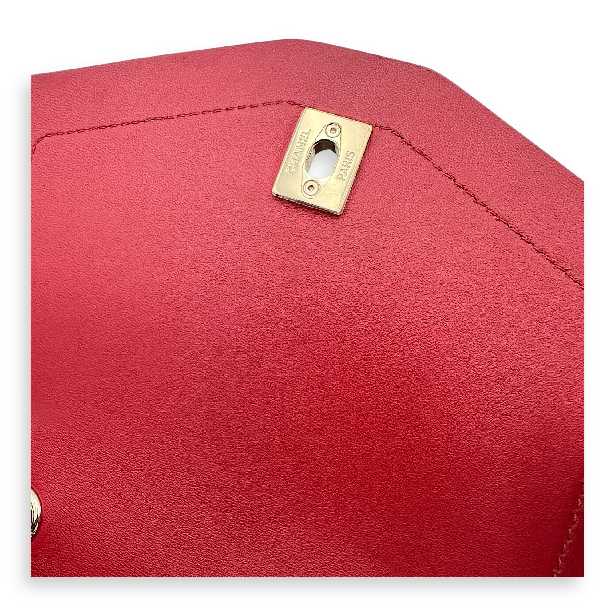 CC Flap Shoulder Bag Red in Calfskin, Gold hardware - Image 8