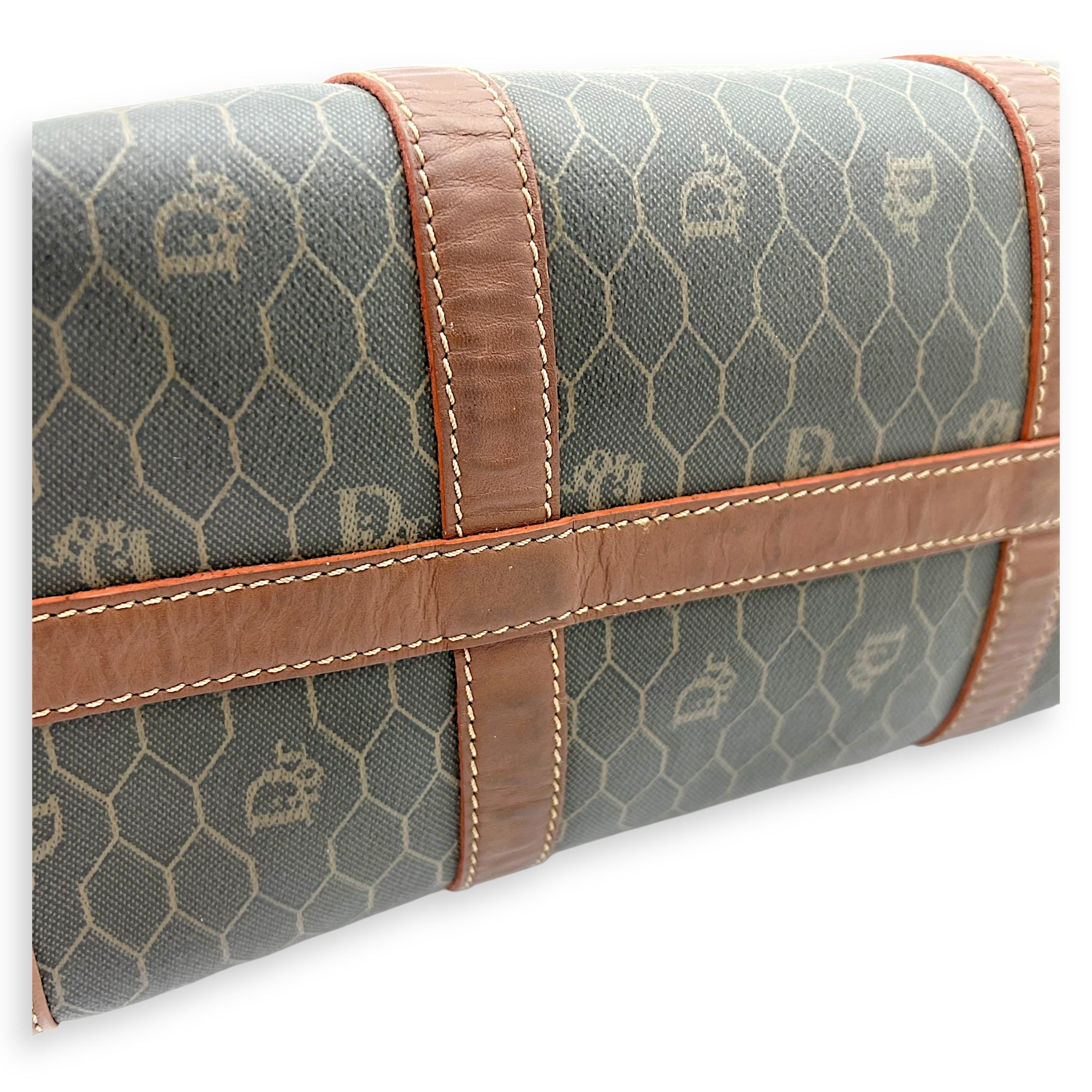 Honeycomb Top Handle Bag Brown in Coated Canvas, Gold hardware - Image 10