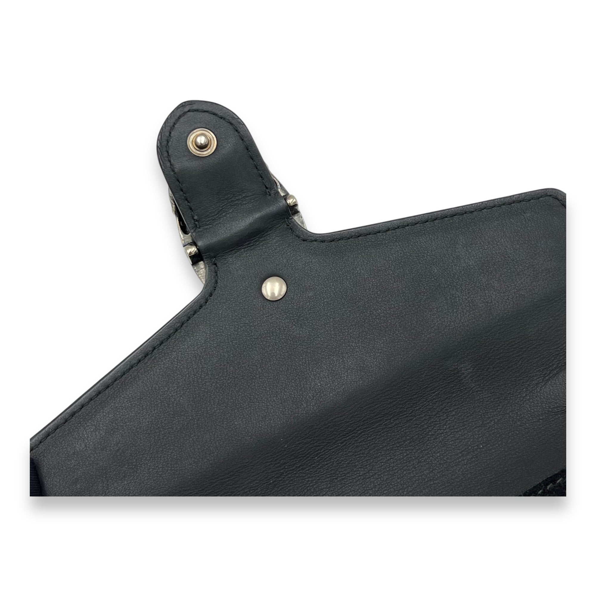 Dionysus Black Wallet On Chain in Suede Leather, Ruthenium hardware - Image 10