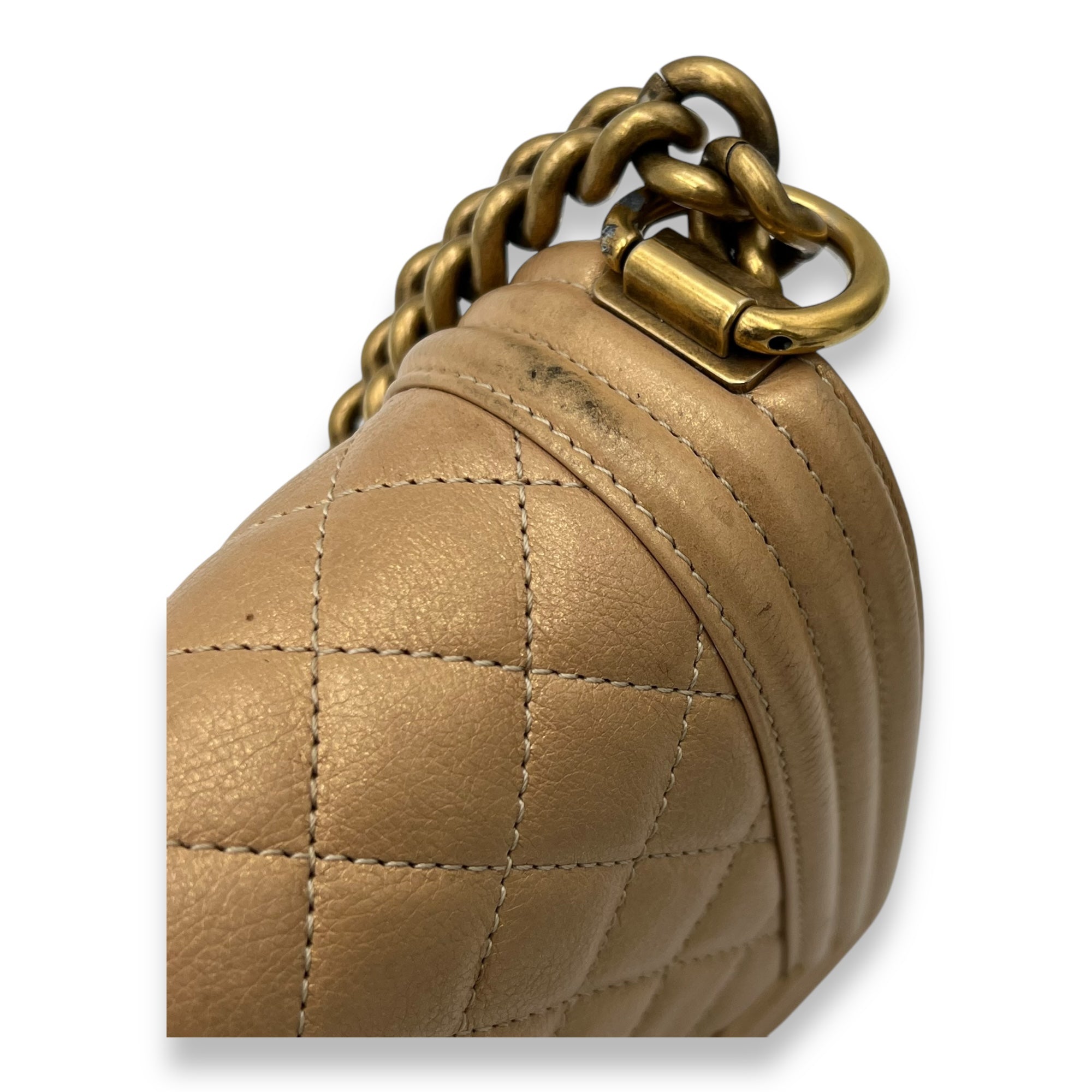 Boy Small Gold Shoulder Bag in Lambskin, Gold hardware - Image 8