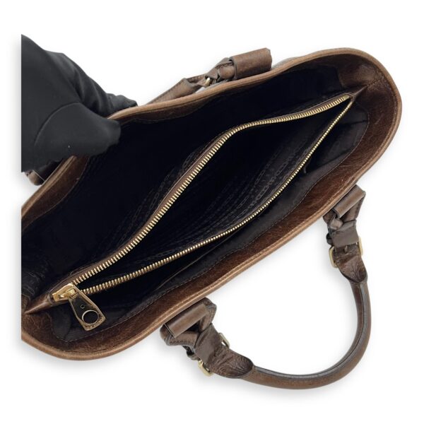 Boogie Top Handle Bag Brown in Calfskin, Gold hardware - Image 10