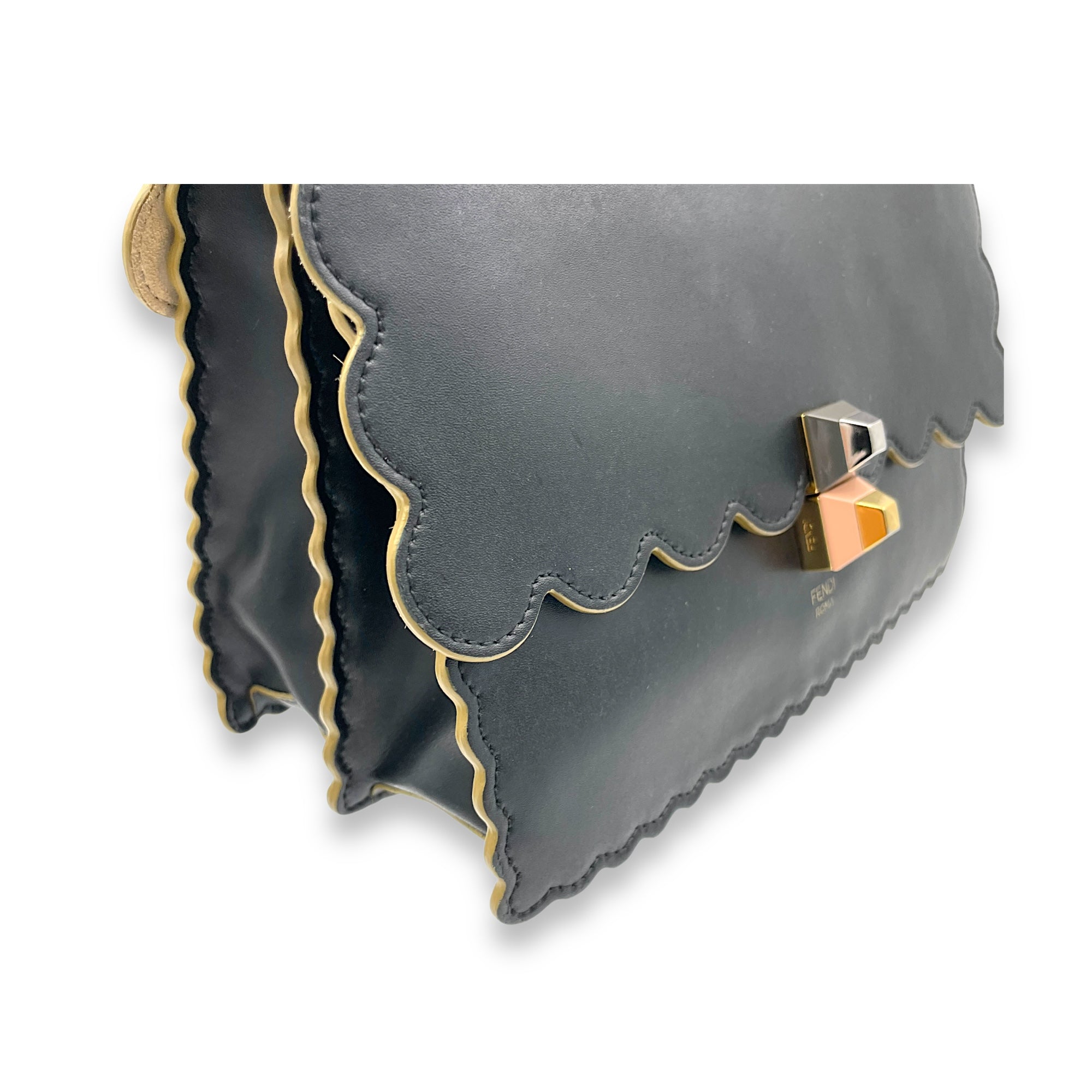 Kan I Shoulder Bag Black in Calfskin, Gold hardware - Image 11