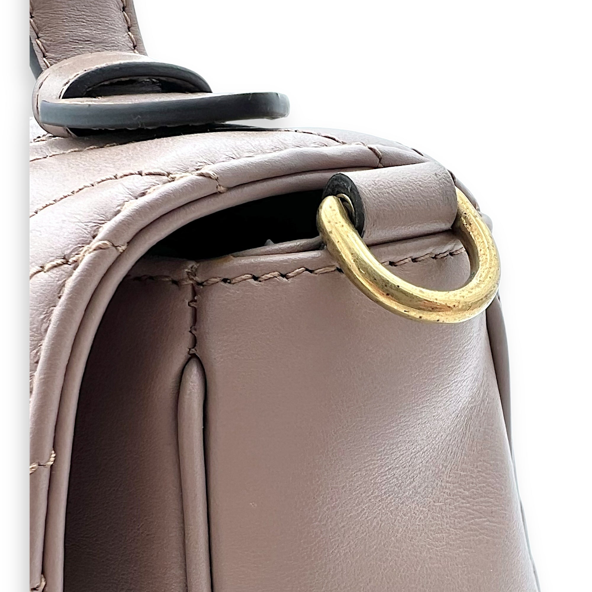GG Marmont Top Handle Bag Beige in Calfskin, Gold hardware - Image 11