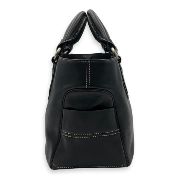 Boogie Black Top Handle Bag in Calfskin, Silver hardware - Image 4