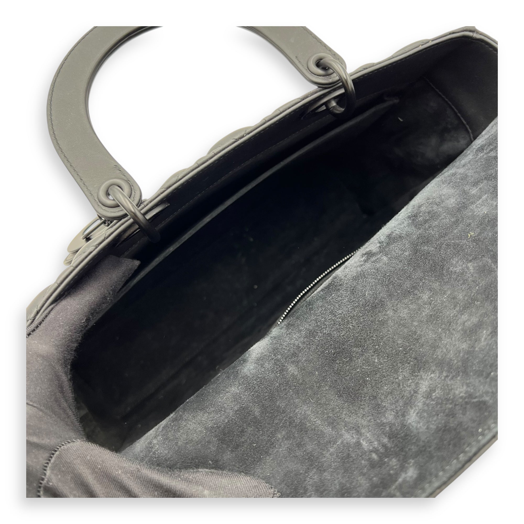 Lady Dior Top Handle Bag Large Ultramatte in Lambskin, Lacquered Metal hardware - Image 11