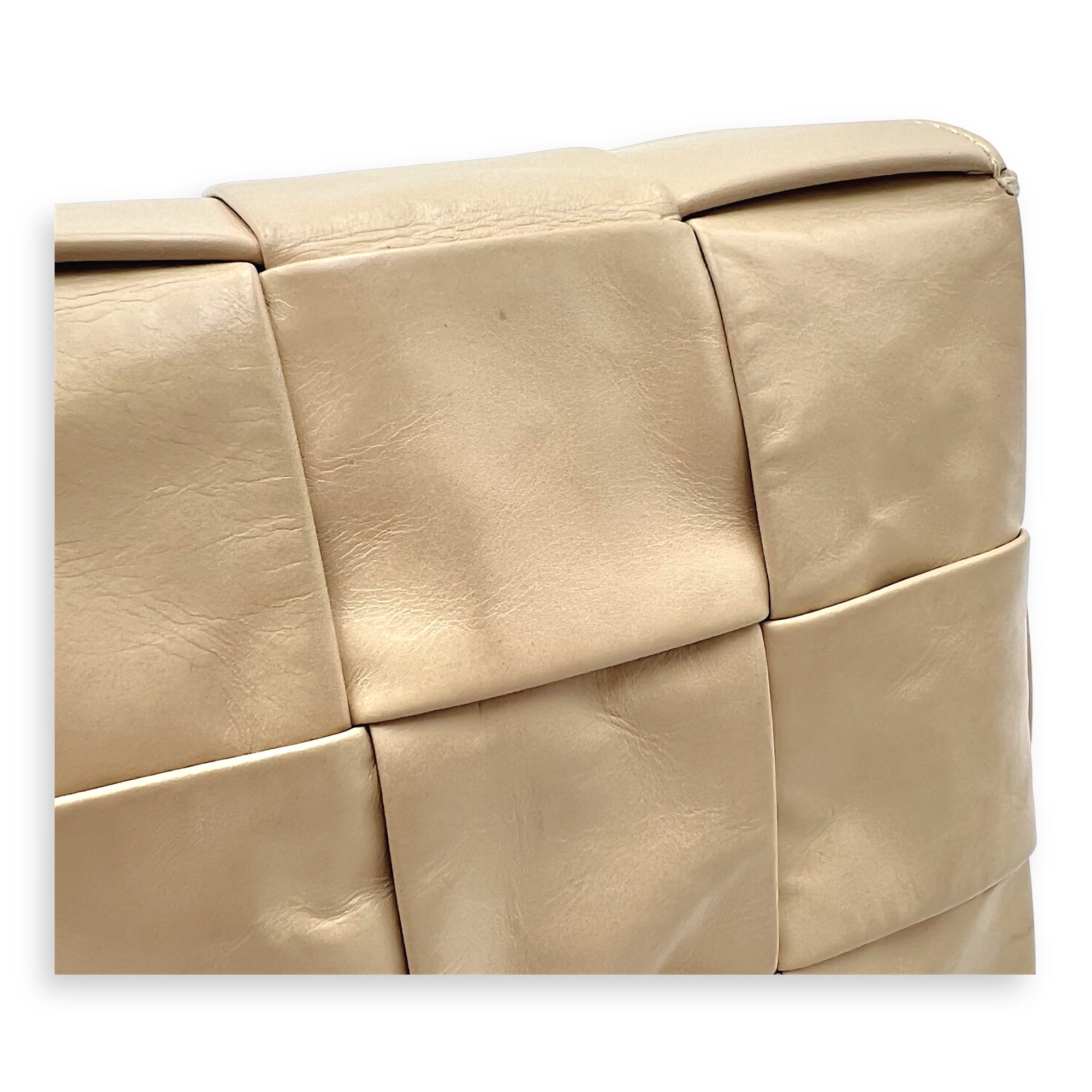 Cassette Crossbody Bag Beige in Calfskin, Silver hardware - Image 12