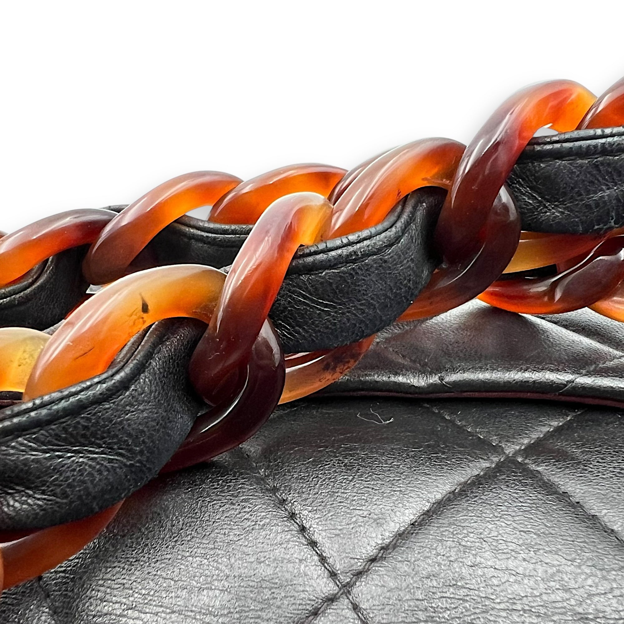 CC Quilted Tortoise Shell Shoulder Bag Black in Lambskin, tortoise shell hardware - Image 12