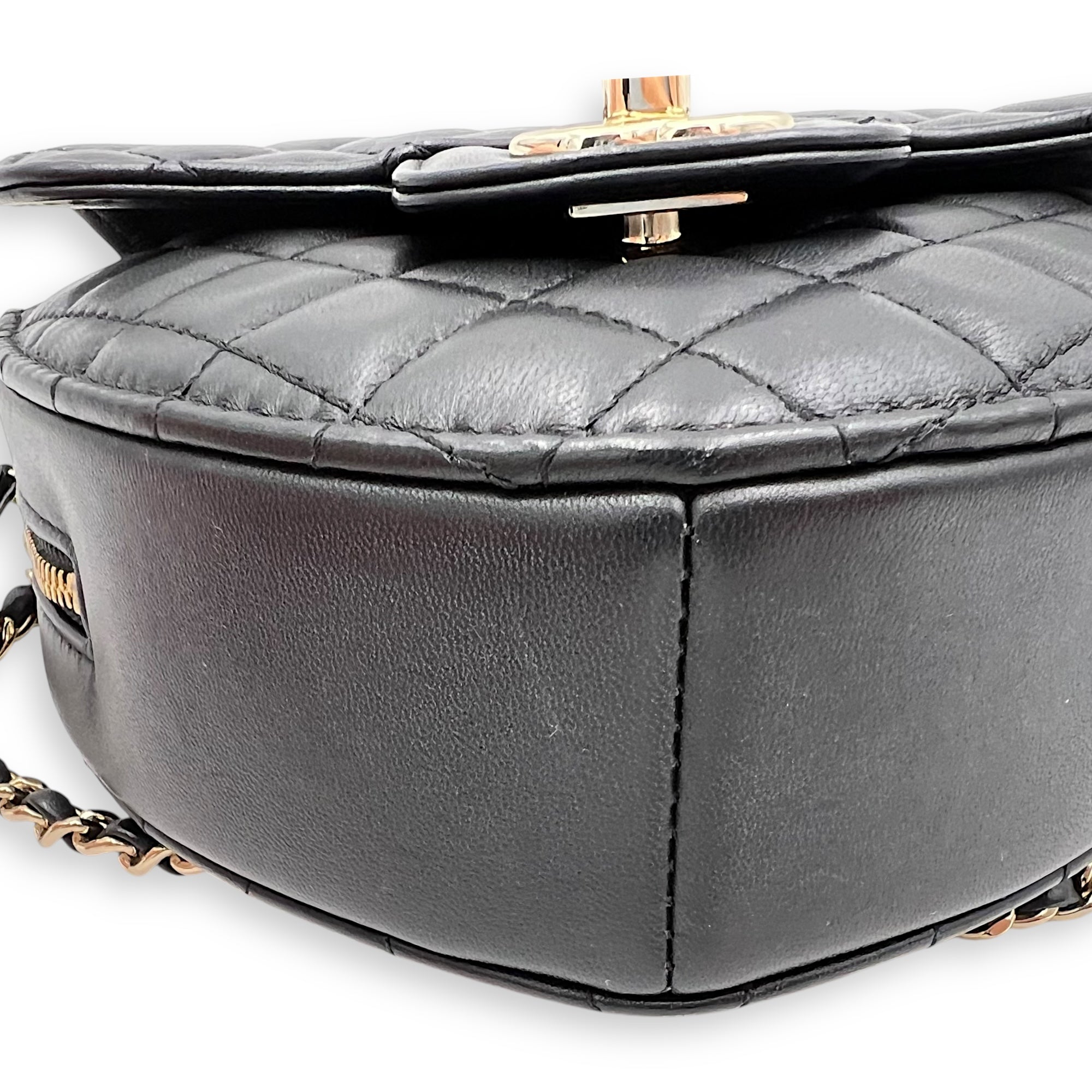 Heart Crossbody Bag Black in Lambskin, Gold hardware - Image 12