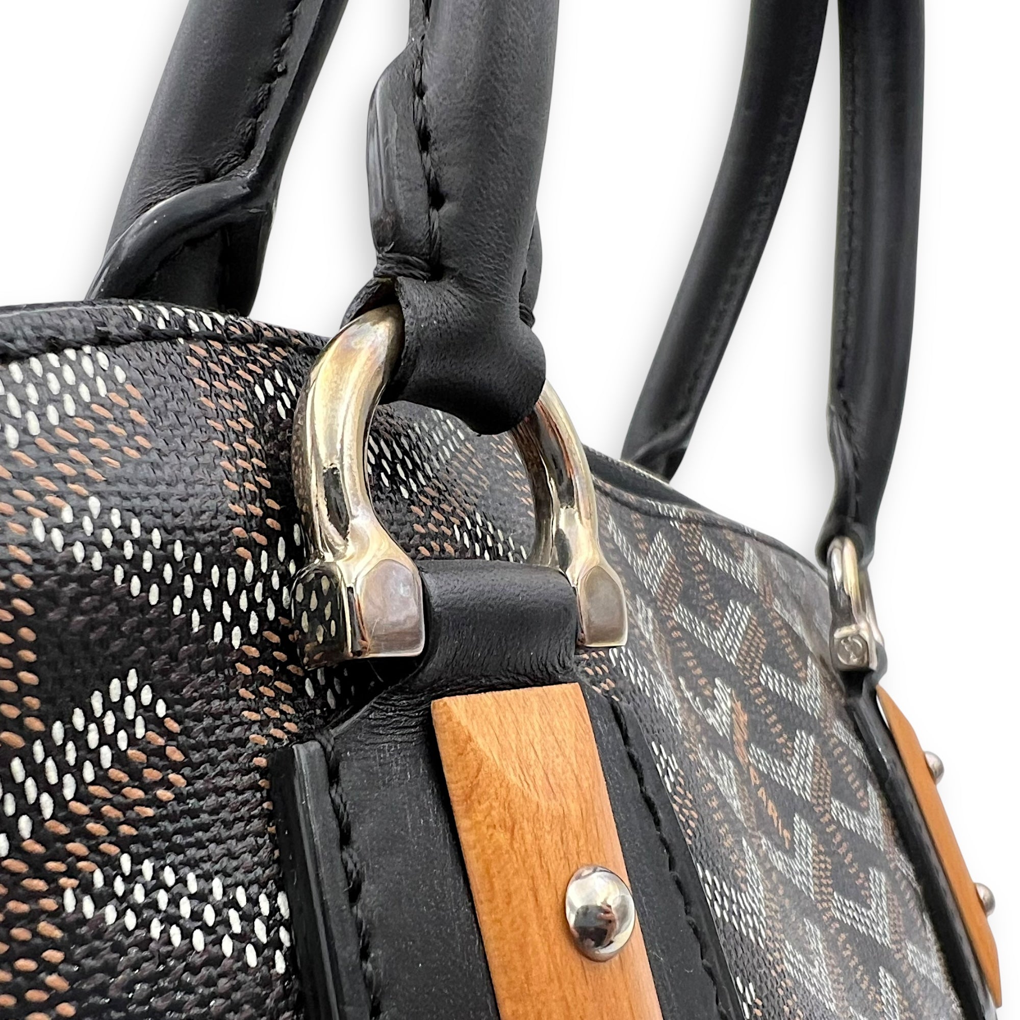 Vendome Top Handle Bag Black in Coated Canvas, Silver hardware - Image 12