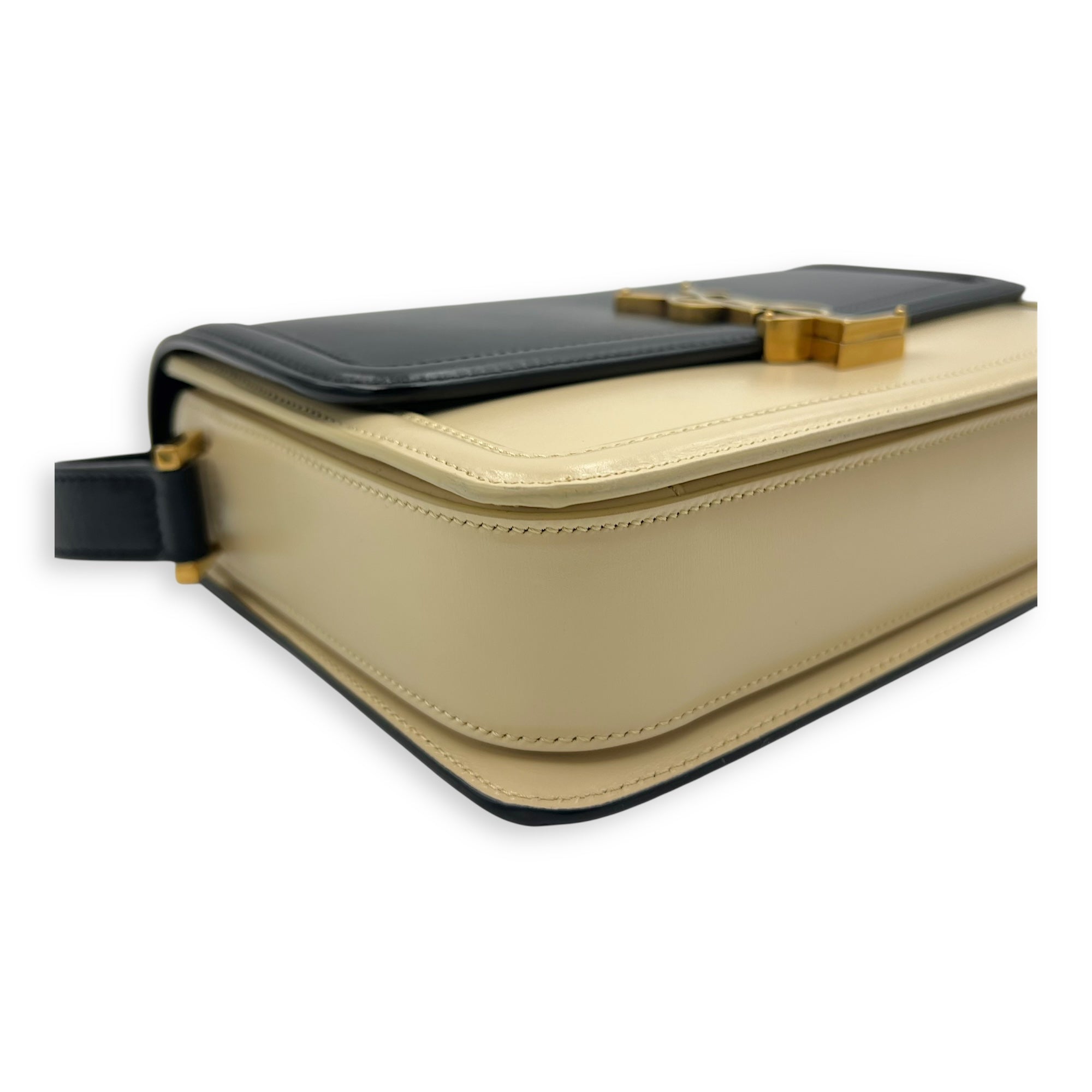 Solferino Shoulder Bag Black & White in Calfskin, Gold hardware - Image 11