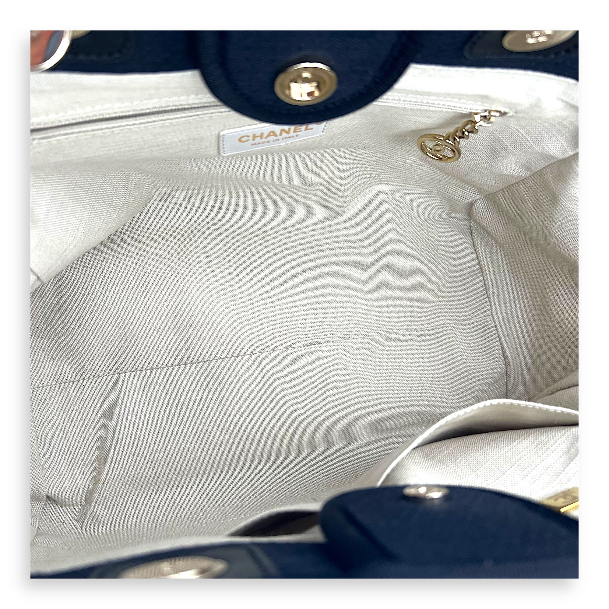 Deauville Tote Bag Black in Canvas, Gold hardware - Image 9