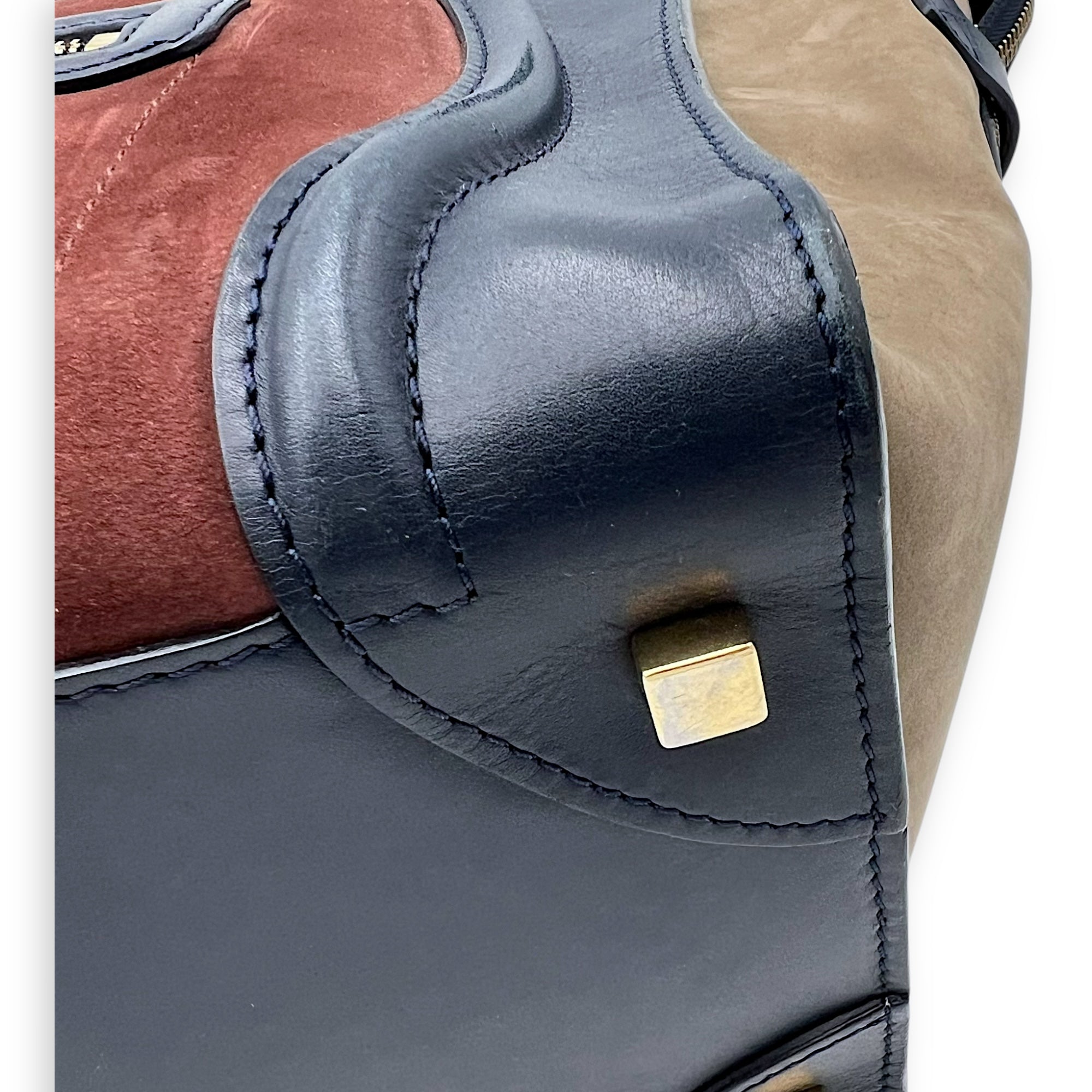 Luggage Mini Multi-colour Top Handle Bag in Suede Leather, Gold hardware - Image 16