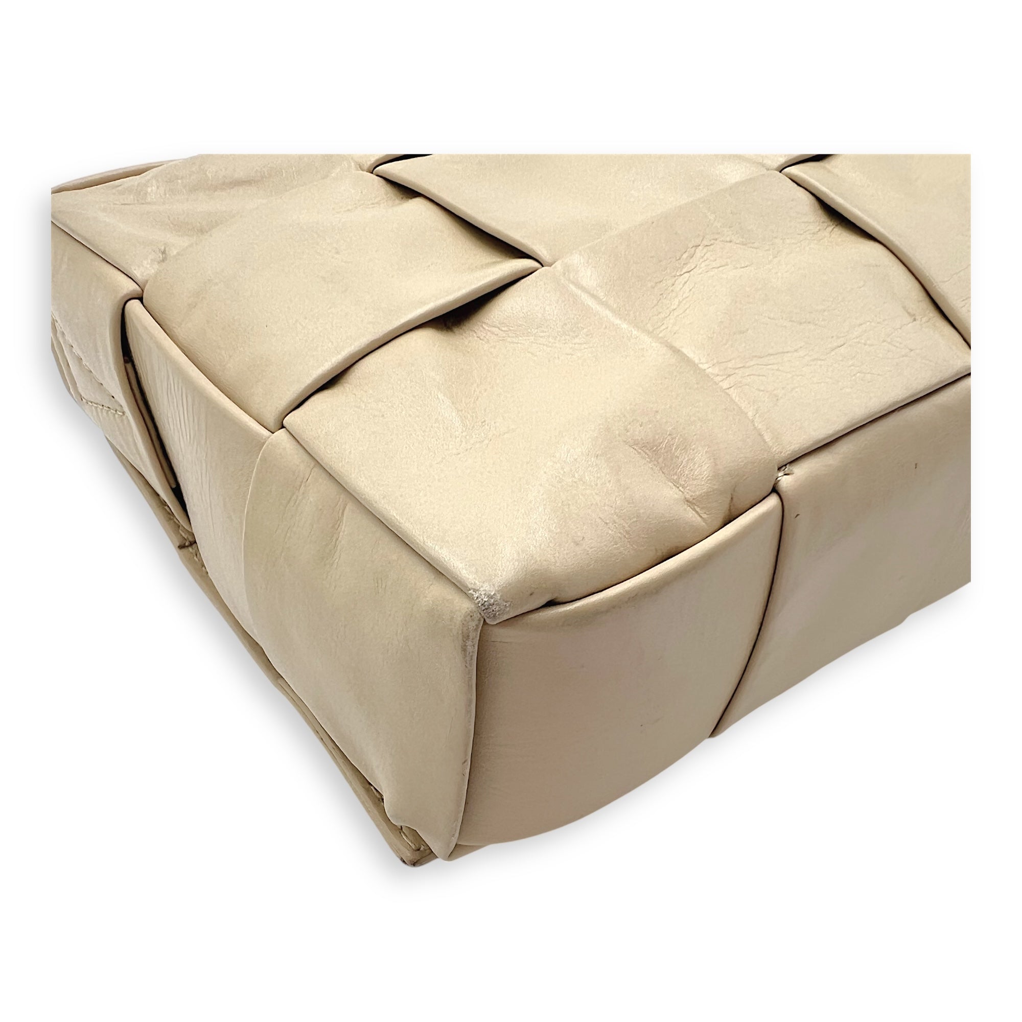 Cassette Crossbody Bag Beige in Calfskin, Silver hardware - Image 13