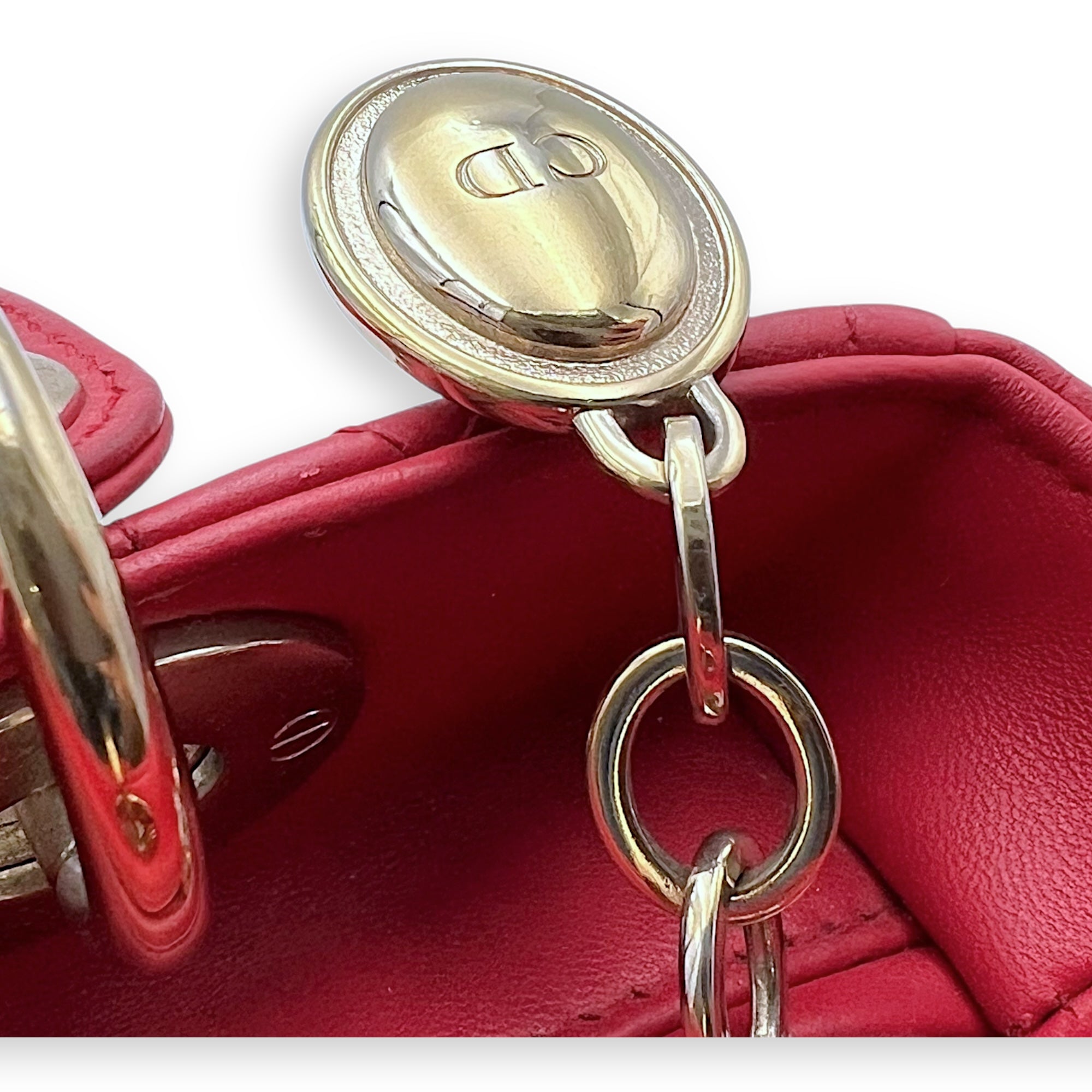 Lady Dior Medium Pink Top Handle Bag in Lambskin, Gold hardware - Image 13