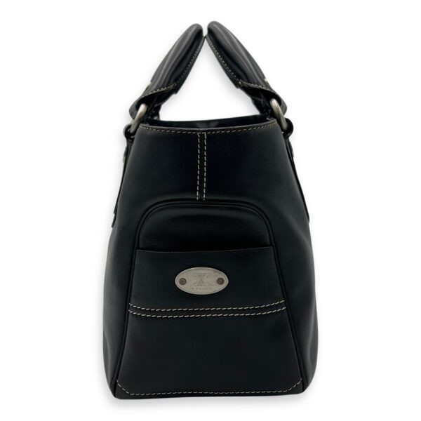 Boogie Black Top Handle Bag in Calfskin, Silver hardware - Image 5
