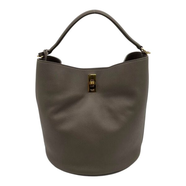 Bucket 16 Brown Top Handle Bag in Calfskin, Gold hardware