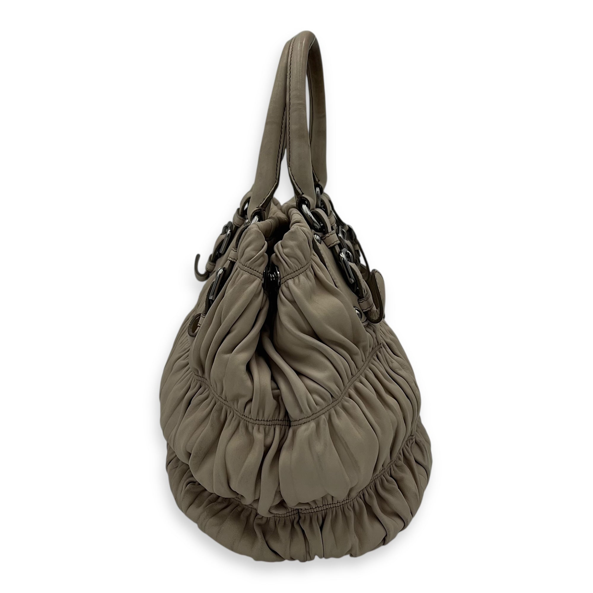 Gaufre White Top Handle Bag in Lambskin, Silver hardware - Image 4