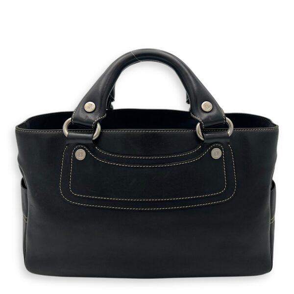 Boogie Black Top Handle Bag in Calfskin, Silver hardware