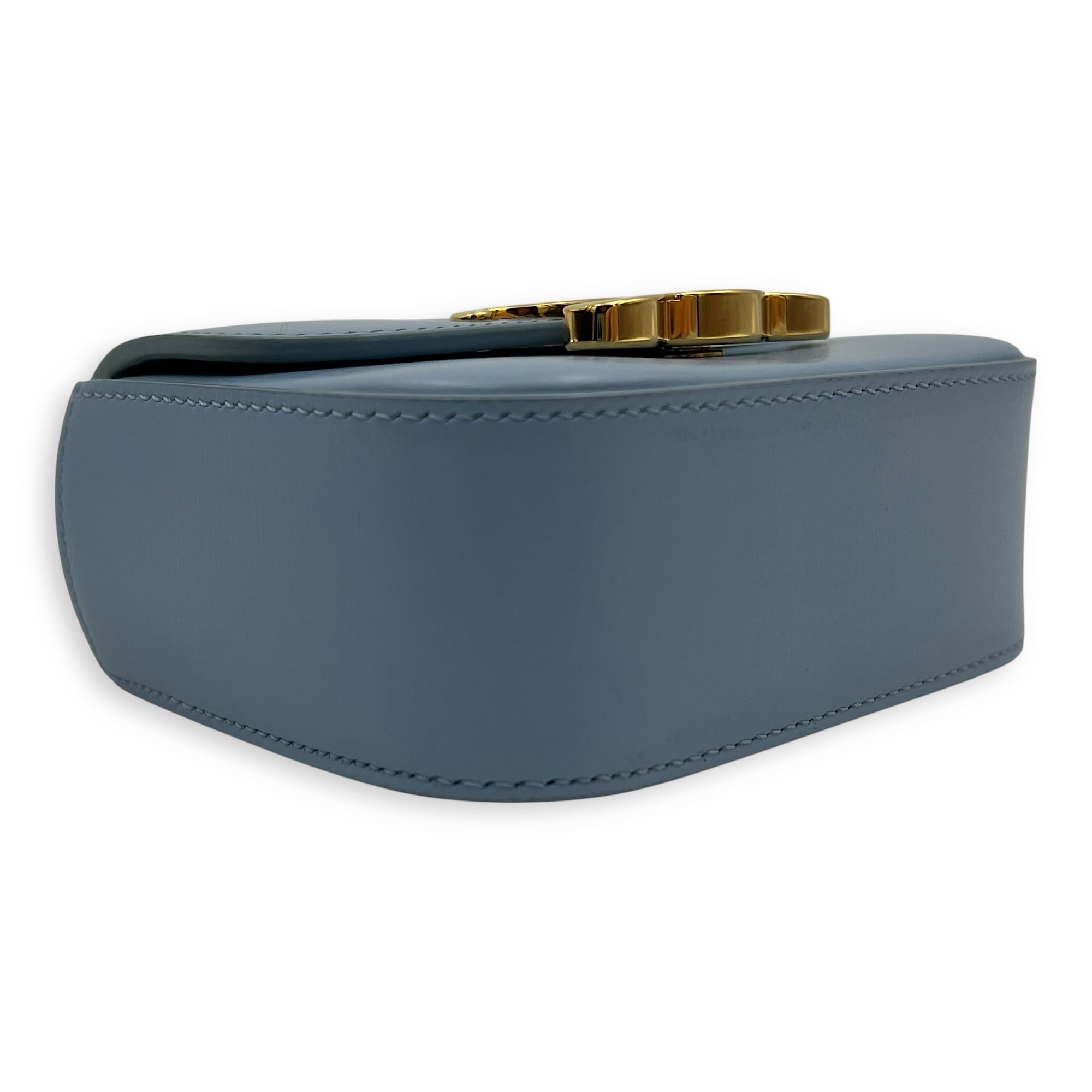 Claude Crossbody Bag Blue in Calfskin, Gold hardware - Image 10