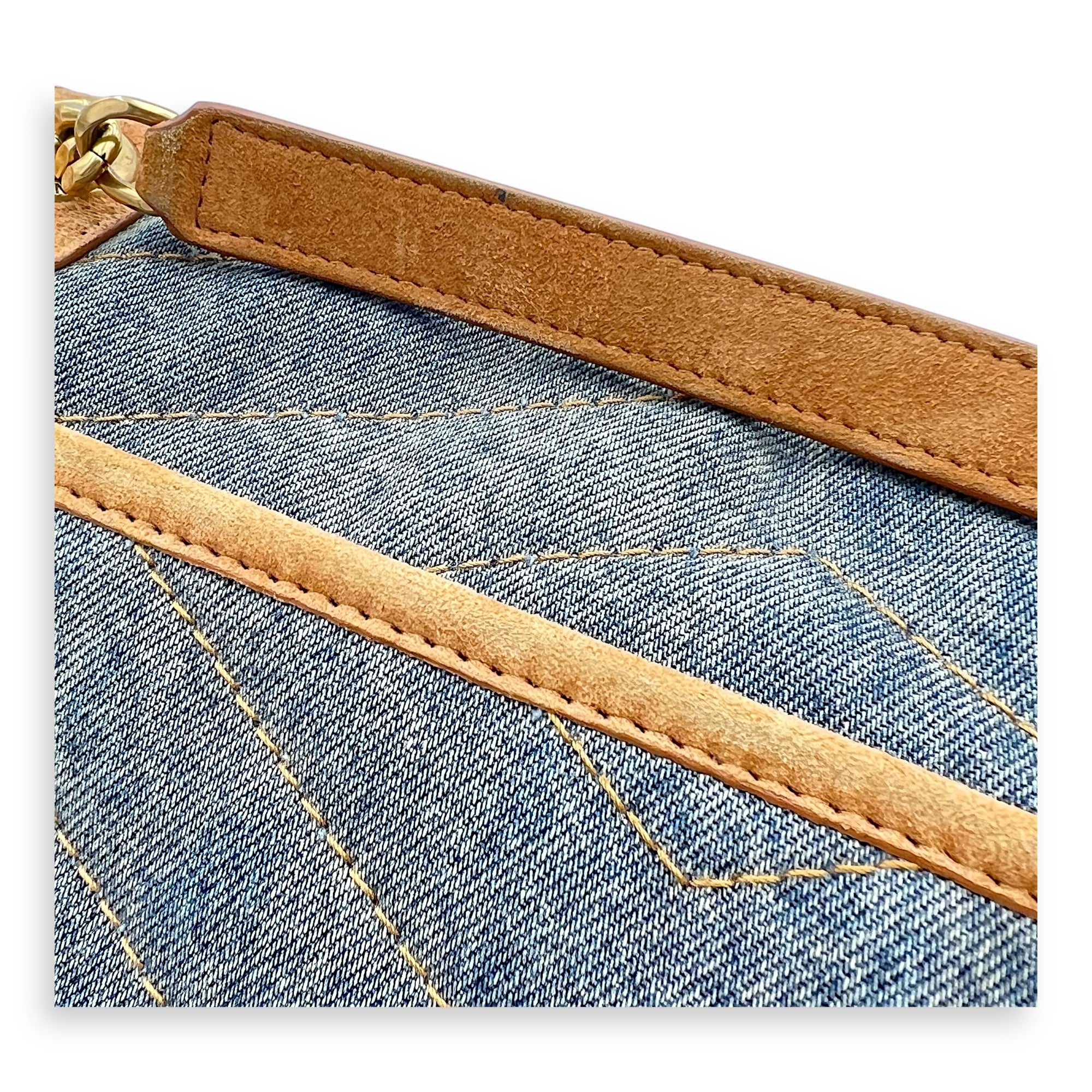 Niki Shoulder Bag Medium Blue in Denim, Gold hardware - Image 12