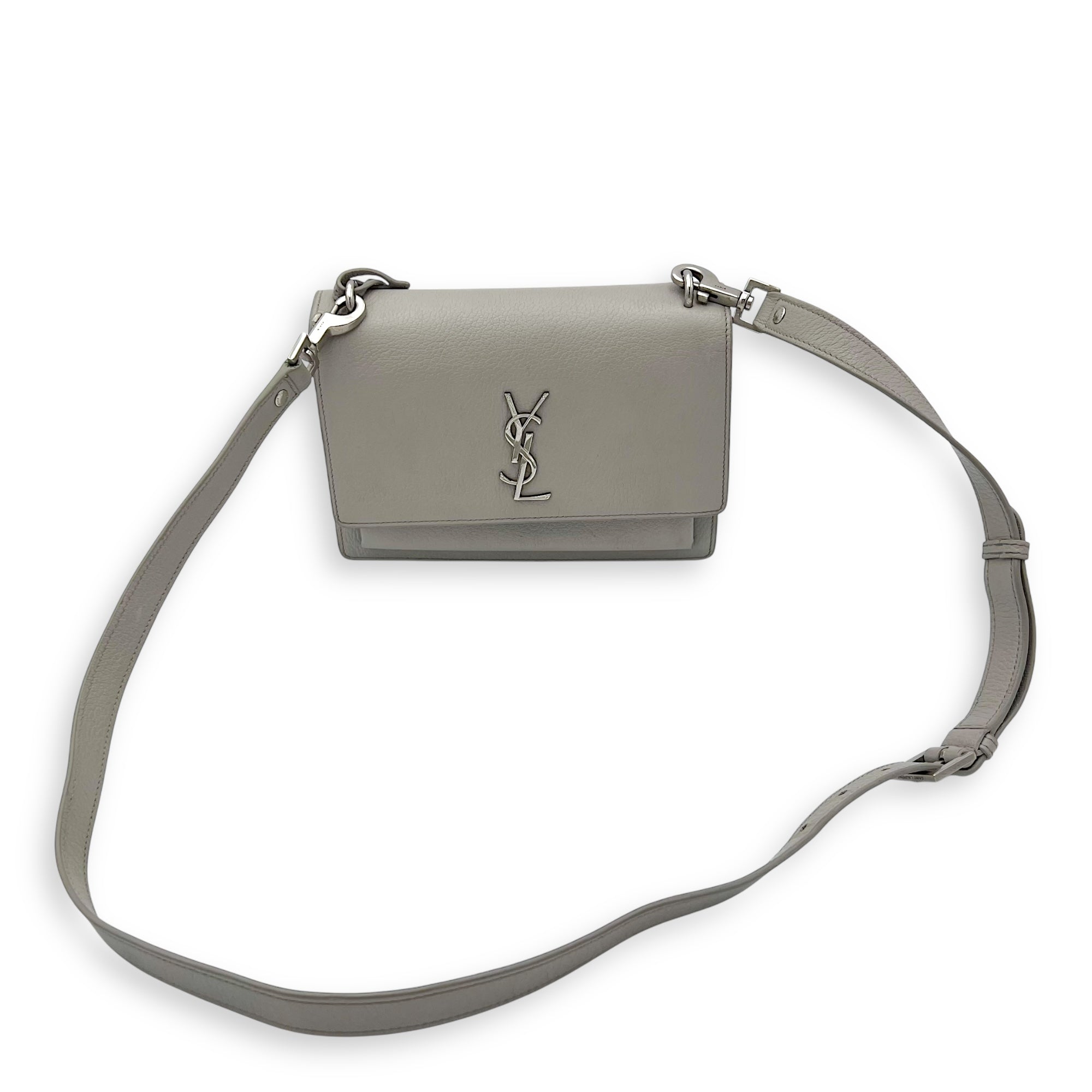 Sunset Medium Grey Shoulder Bag in Calfskin, Silver hardware - Image 16
