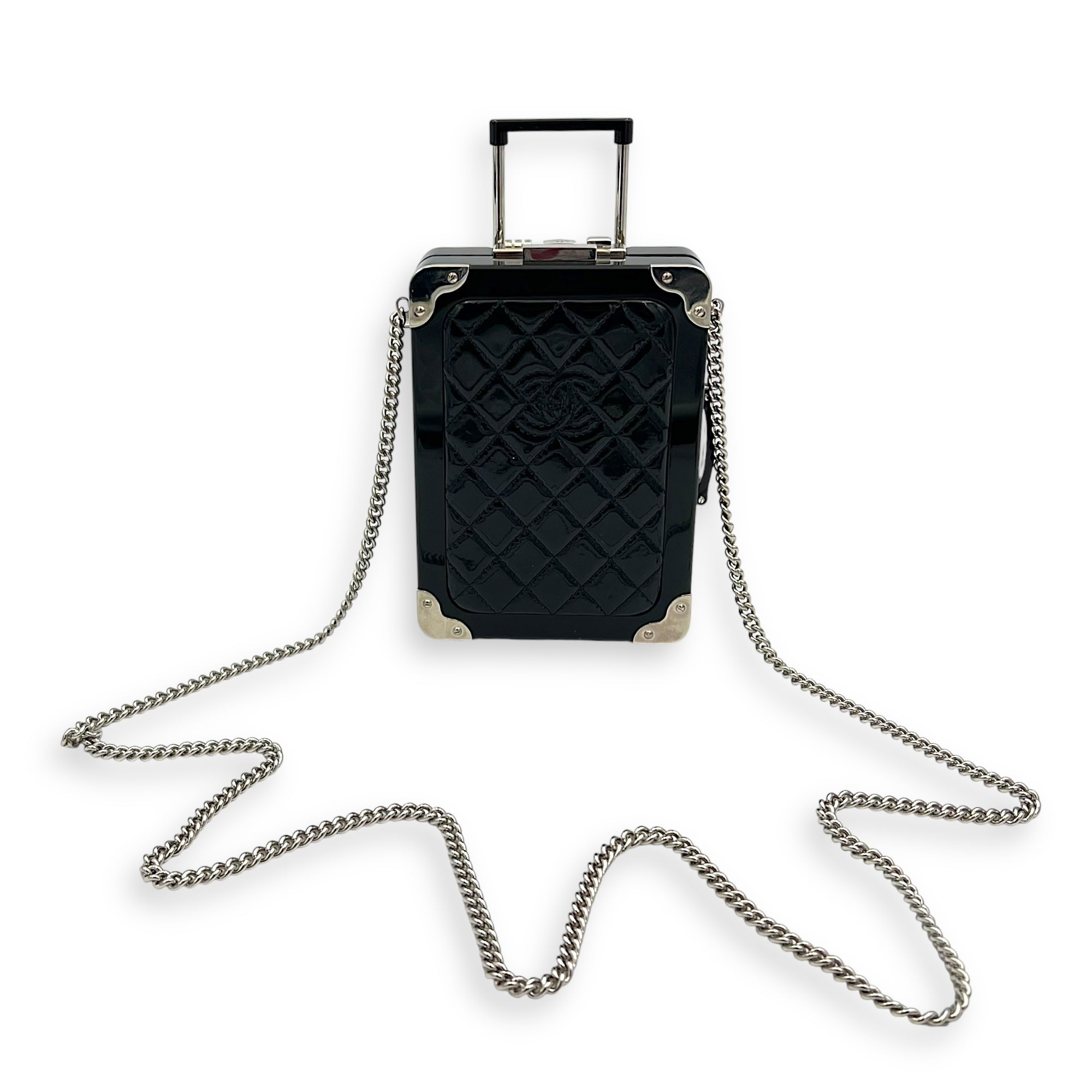 Minaudiere Trolley Black Clutch in, Silver hardware - Image 16