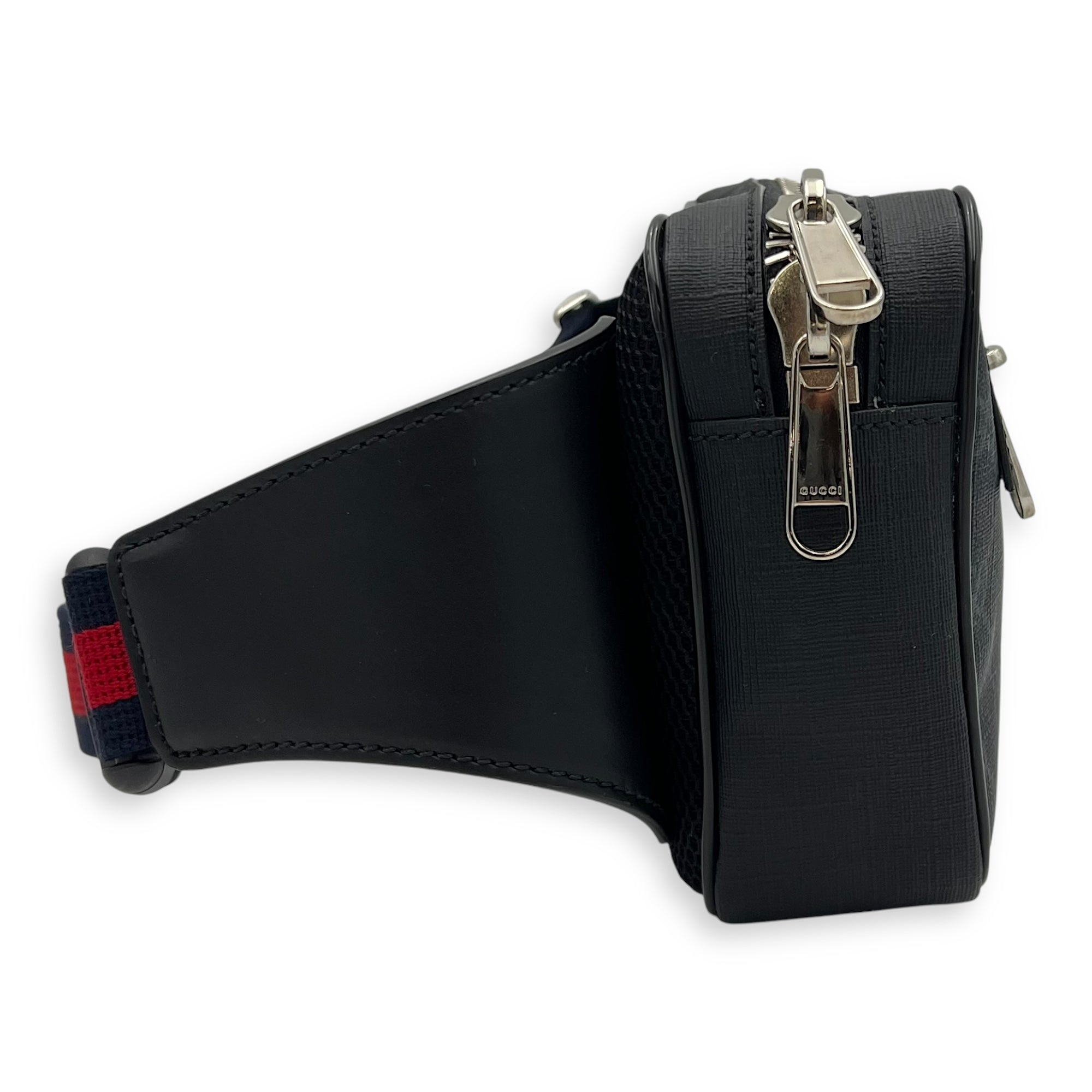GG Supreme Belt Bag Black in Monogram Coated Canvas, Silver hardware - Image 4