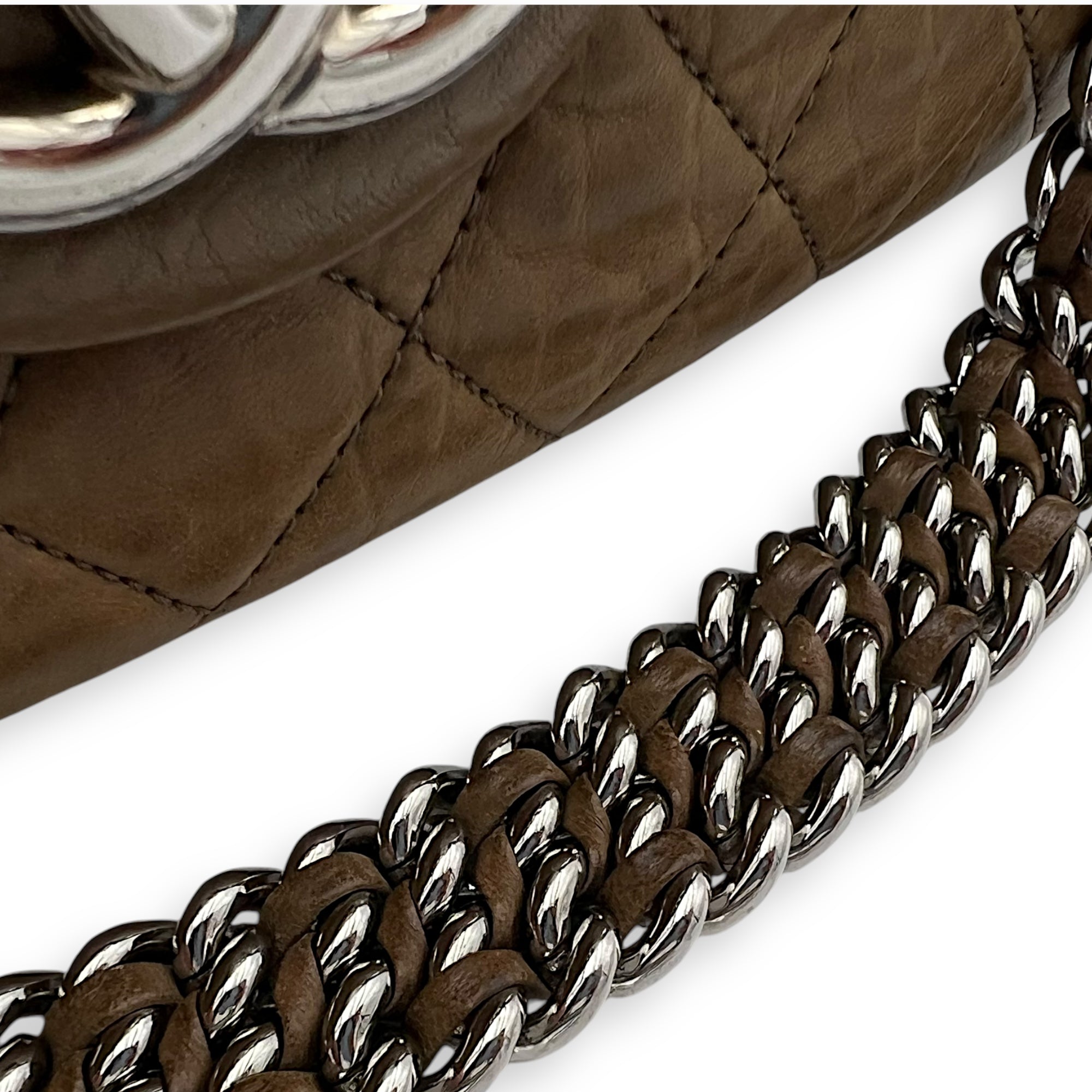 CC Shoulder Bag Brown in Calfskin, Silver hardware - Image 17