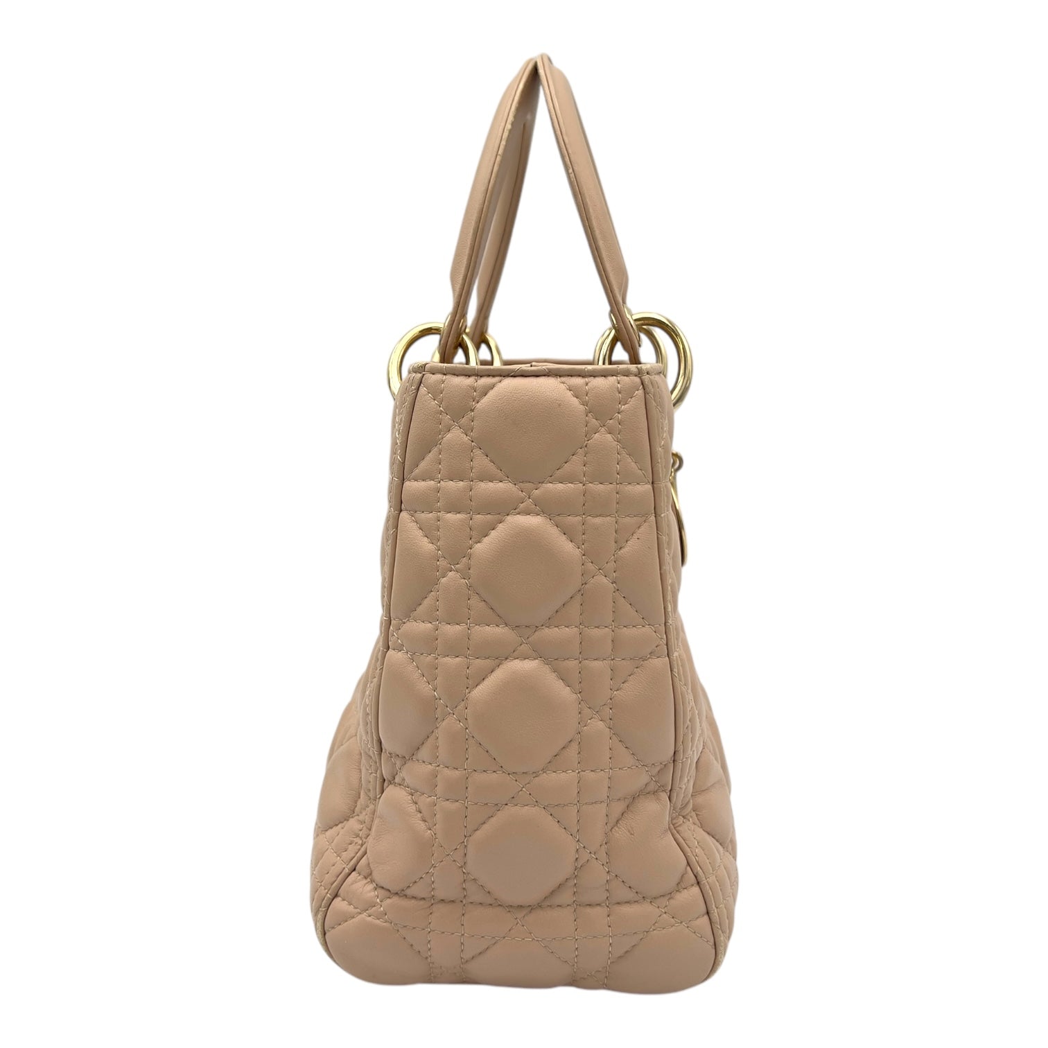 Lady Dior Top Handle Bag Beige in Lambskin, Gold hardware - Image 5