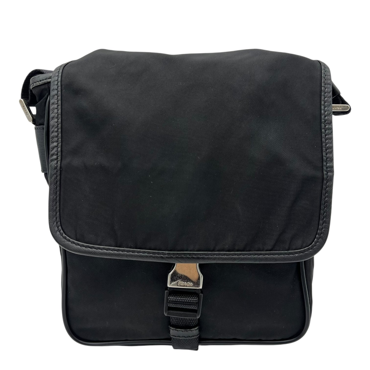 Logo Crossbody Bag Black in Nylon, Silver hardware