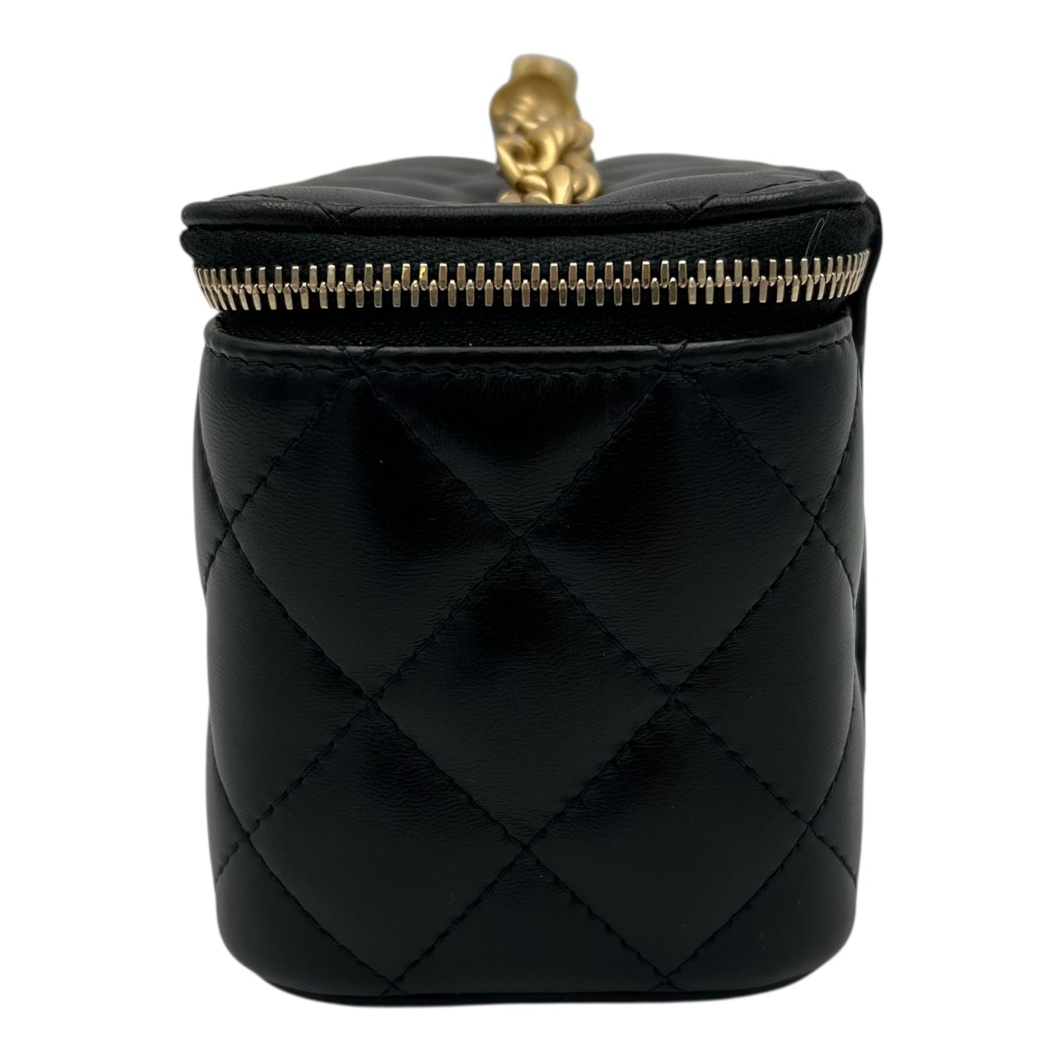 Pearl Crush Vanity Crossbody Bag Black in Lambskin, Gold hardware - Image 4