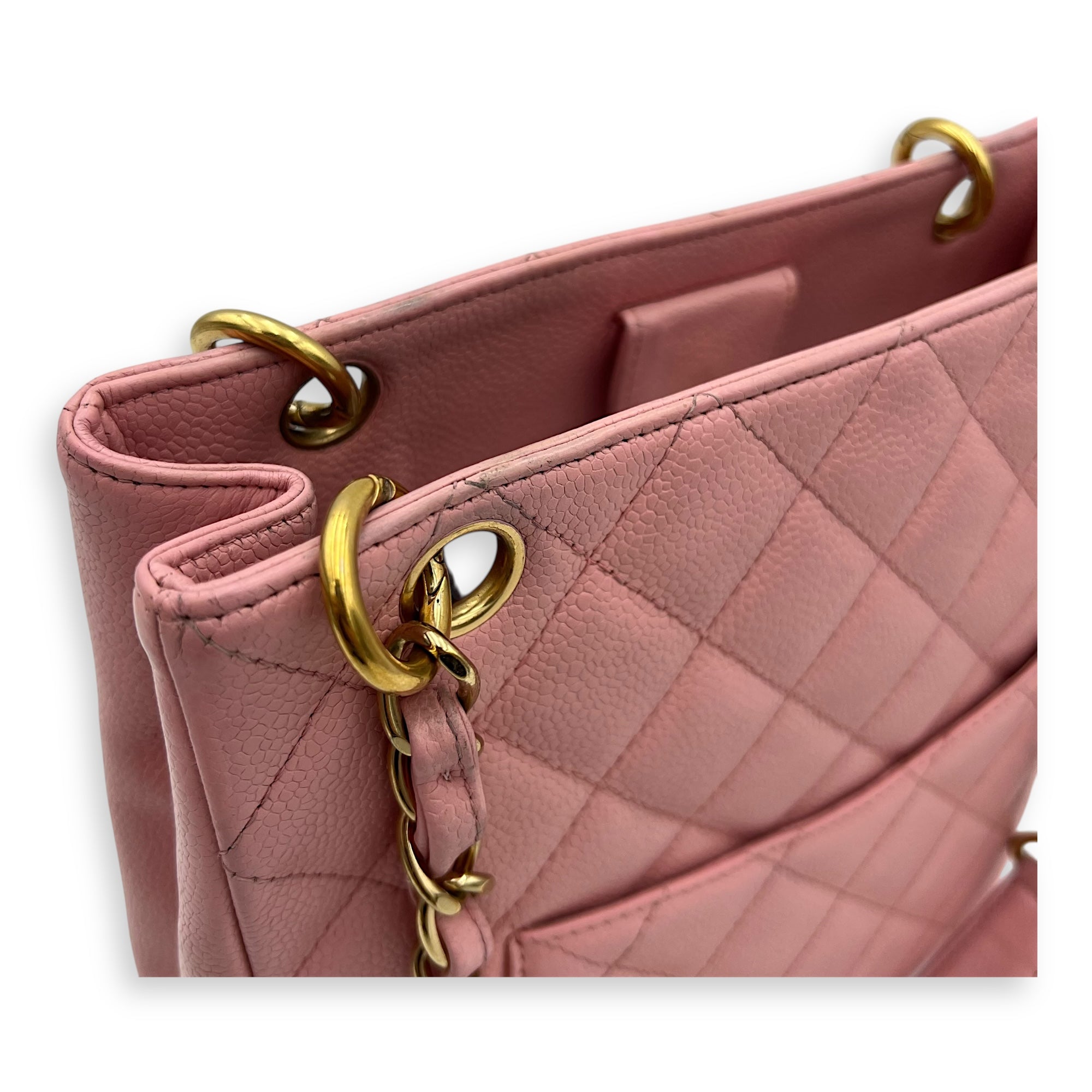 PST Petite Shopping Pink Tote Bag in Caviar Leather, Gold hardware - Image 11
