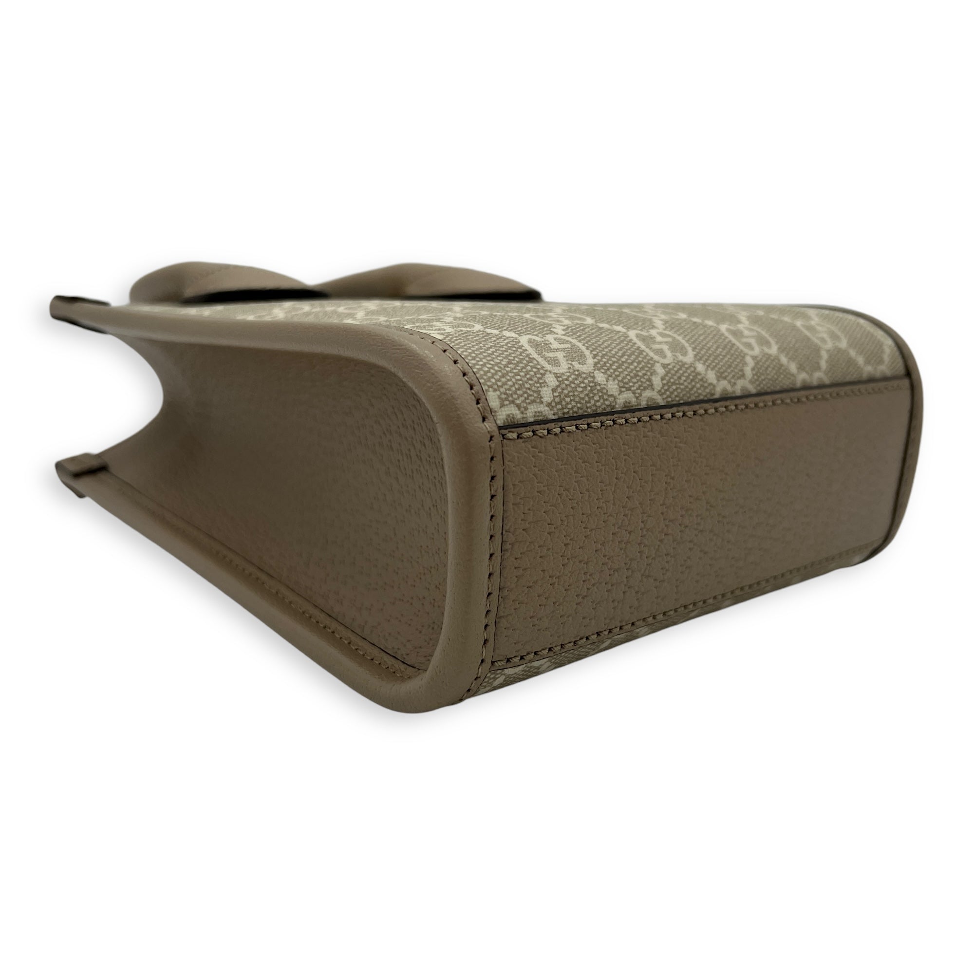 Interlocking G Tote Bag Mini Beige in Coated Canvas, Brushed Gold hardware - Image 8