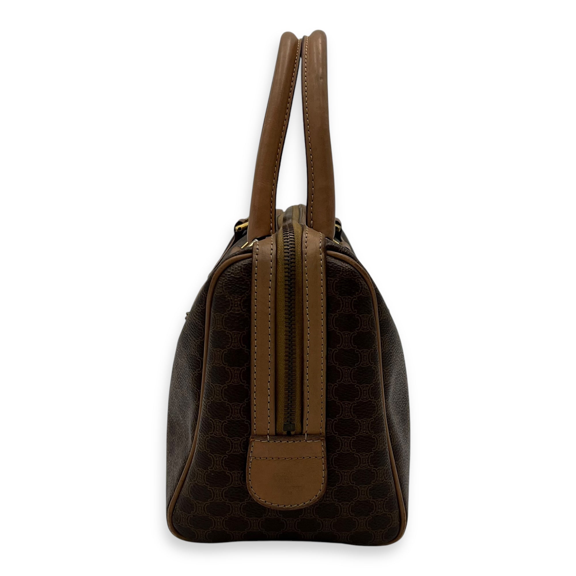 Macadam Top Handle Bag Brown in Coated Canvas, Gold hardware - Image 5