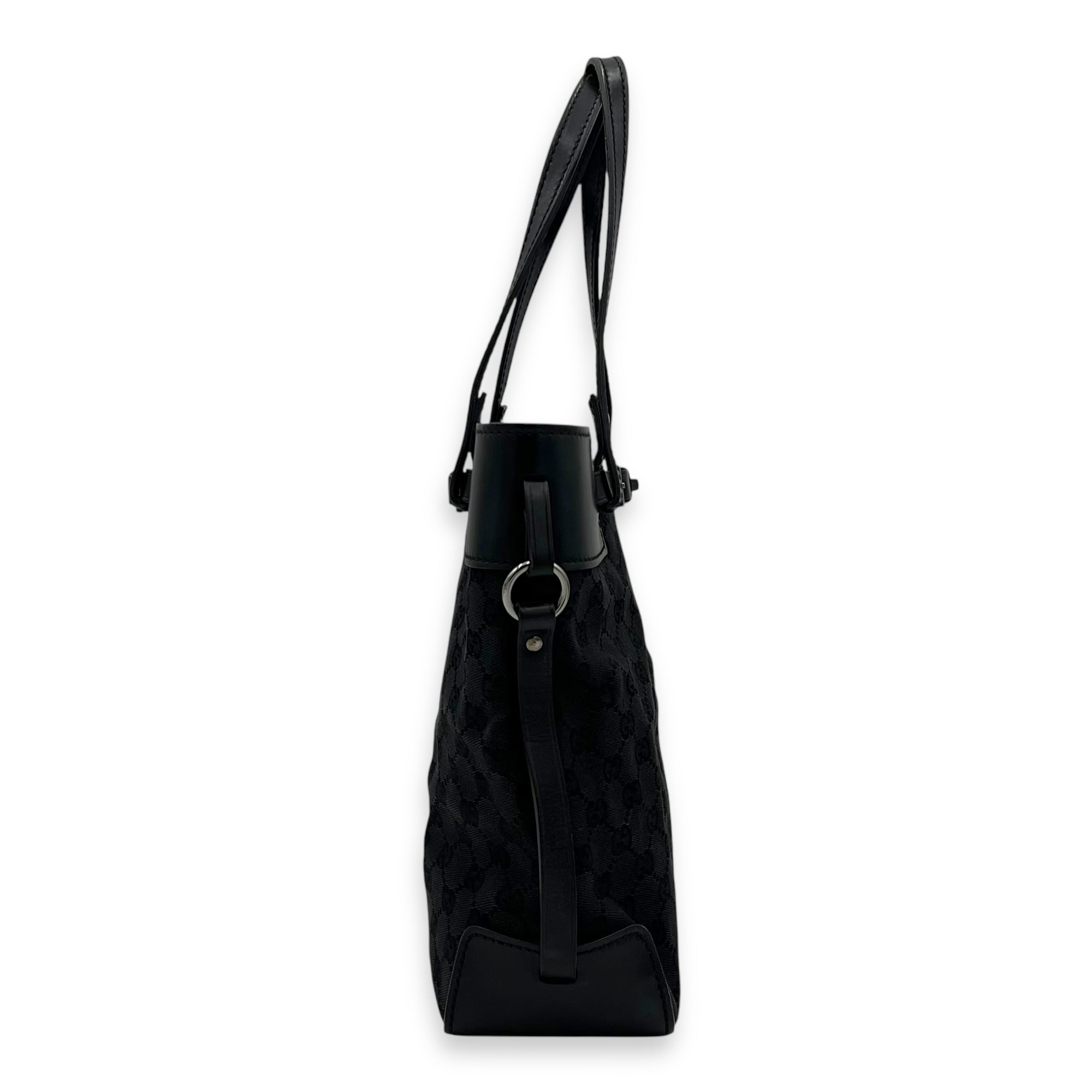 GG Top Handle Bag Black in Canvas, Silver hardware - Image 5
