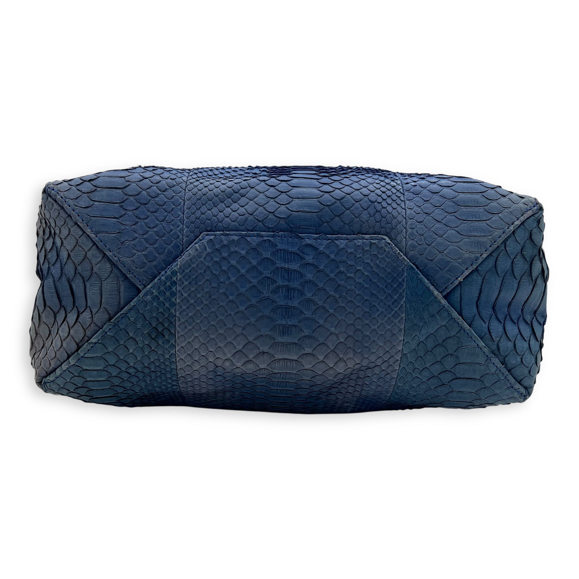 Cabas Tote Bag Blue in Python Leather, Gold hardware - Image 6