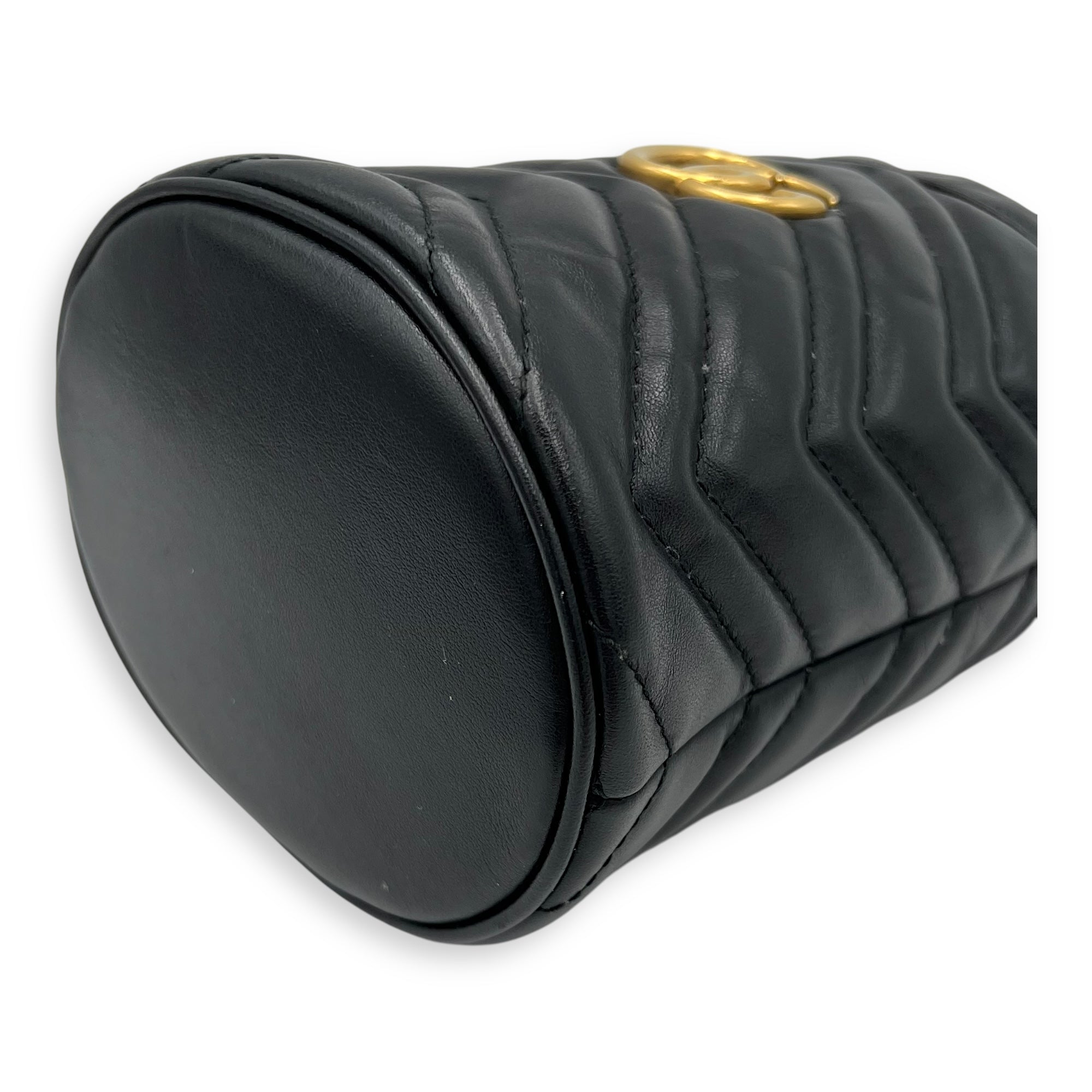 GG Bucket Bag Black in Calfskin, Gold hardware - Image 10