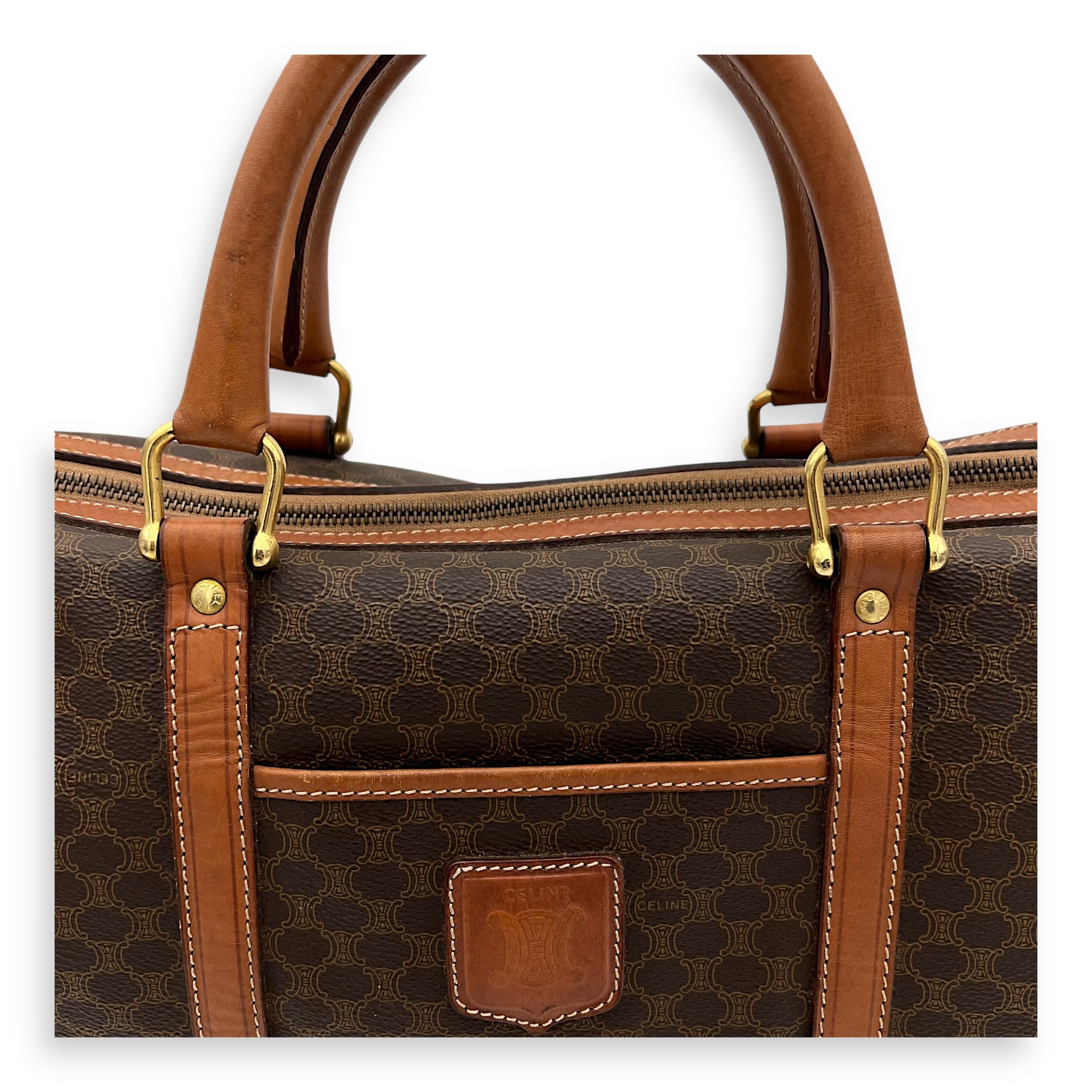 Macadam Top Handle Bag Brown in Coated Canvas, Gold hardware - Image 9