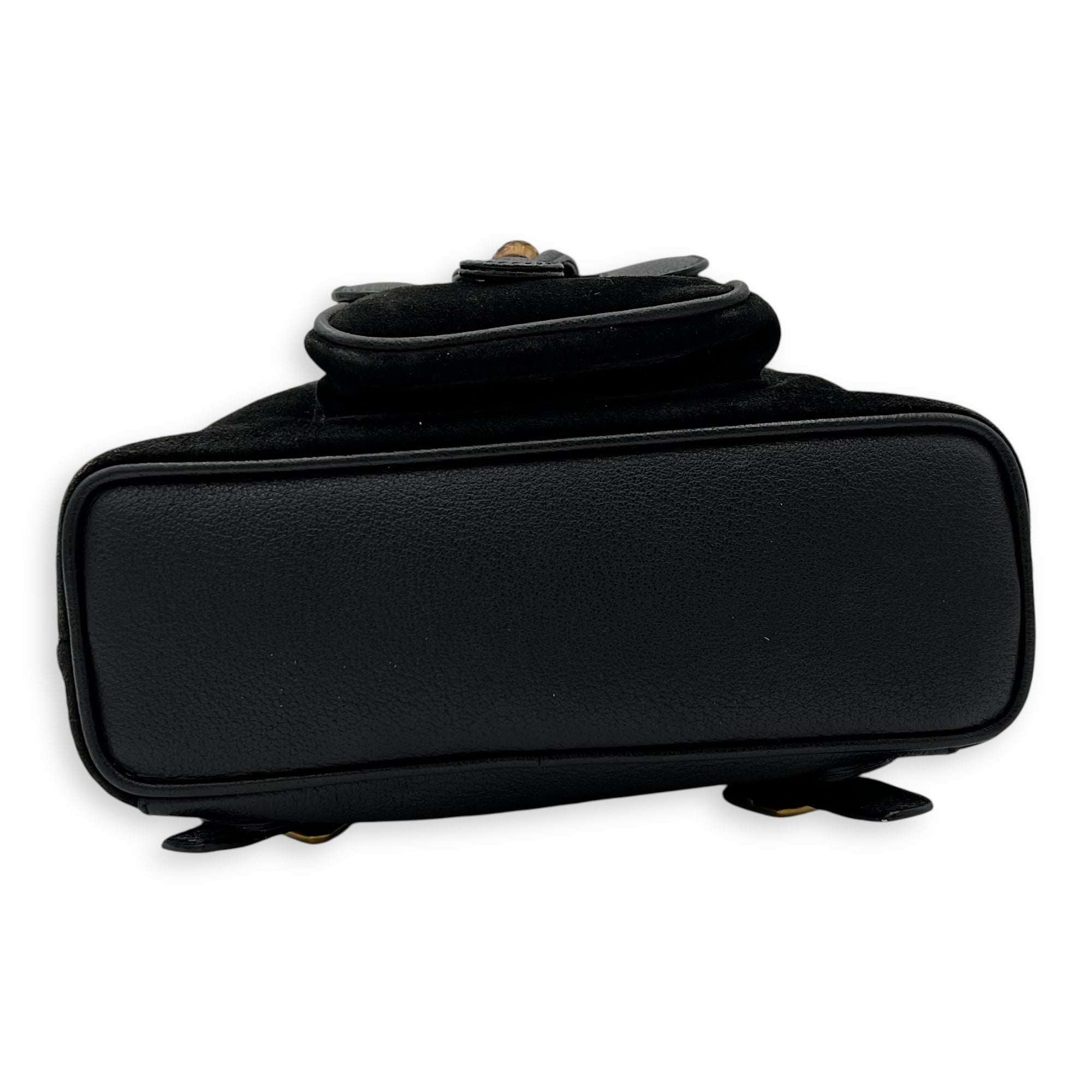 Bamboo Backpack Black in Suede Leather, Gold hardware - Image 6