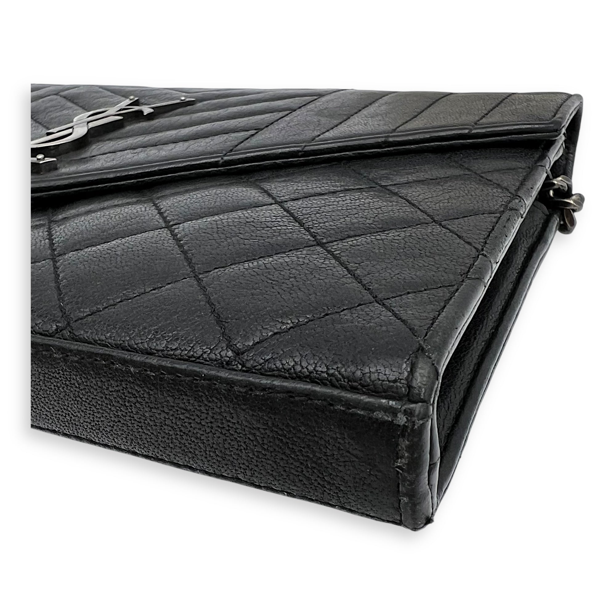 Envelope Wallet On Chain Black in Goat Leather, Silver hardware - Image 7