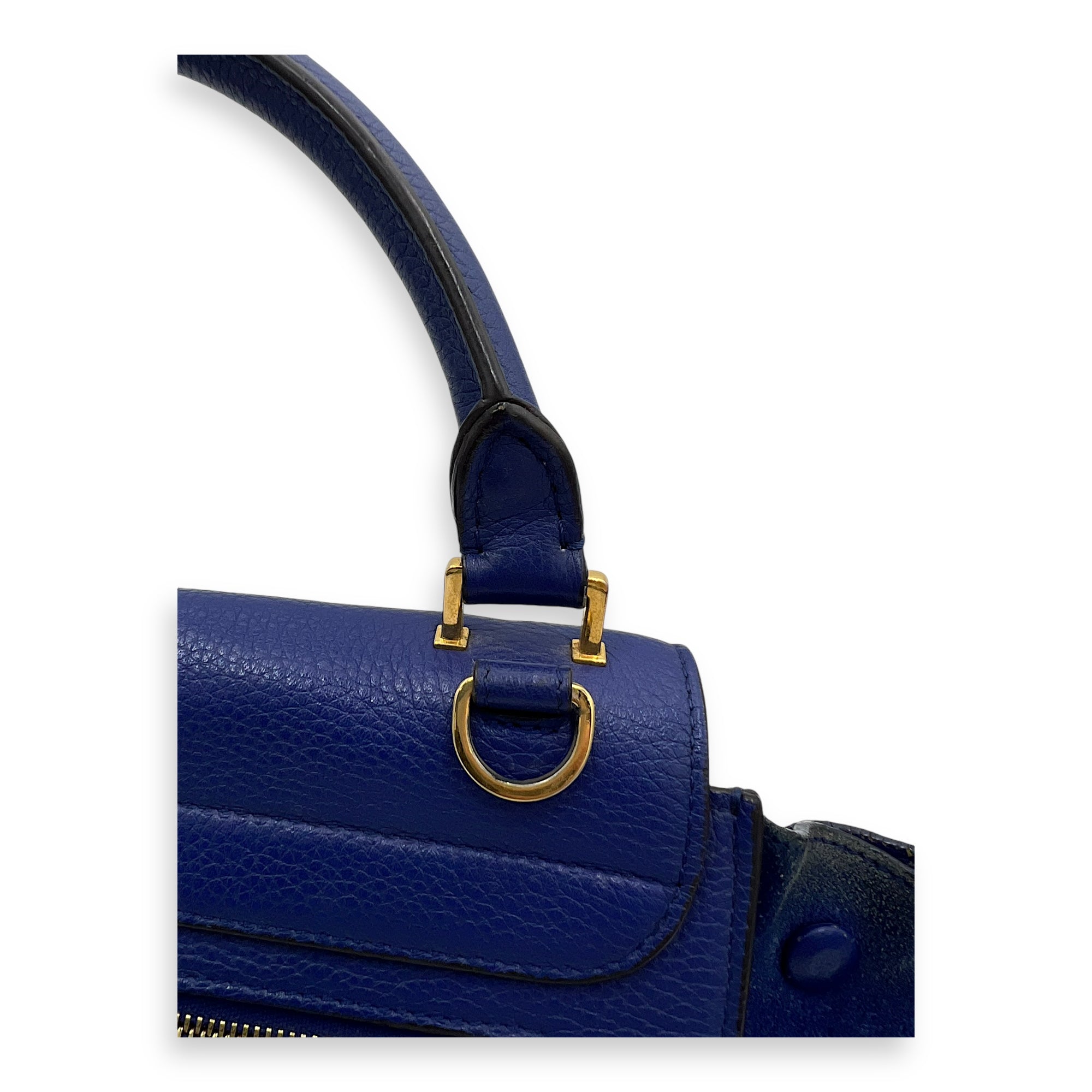 Trapeze Small Blue Shoulder Bag in Calfskin, Gold hardware - Image 14