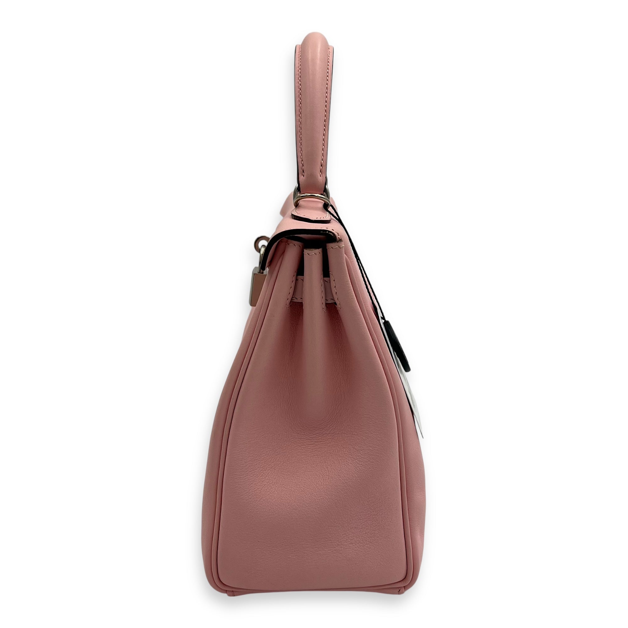 Kelly 25 Sakura Pink Top Handle Bag in Swift, Palladium hardware - Image 5