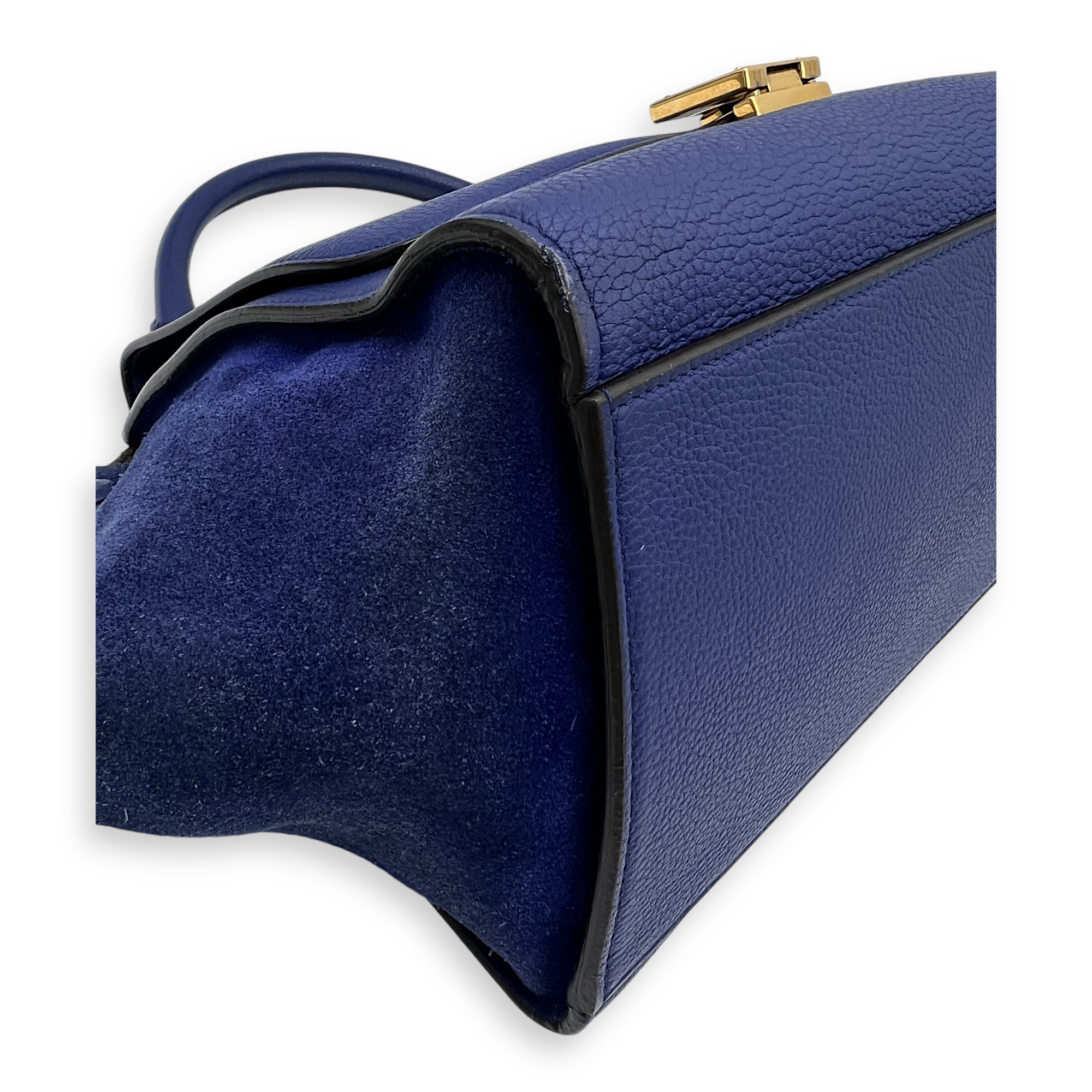 Trapeze Small Blue Shoulder Bag in Calfskin, Gold hardware - Image 15
