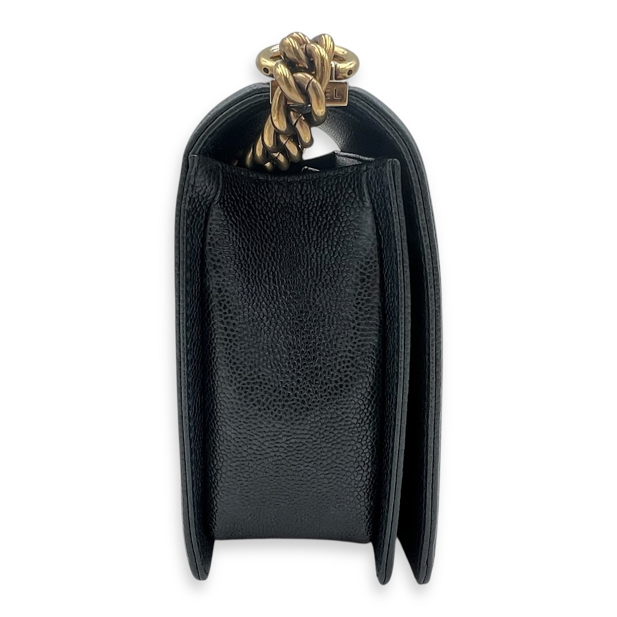 Boy Shoulder Bag Medium Blue in Caviar Leather, Gold hardware - Image 4