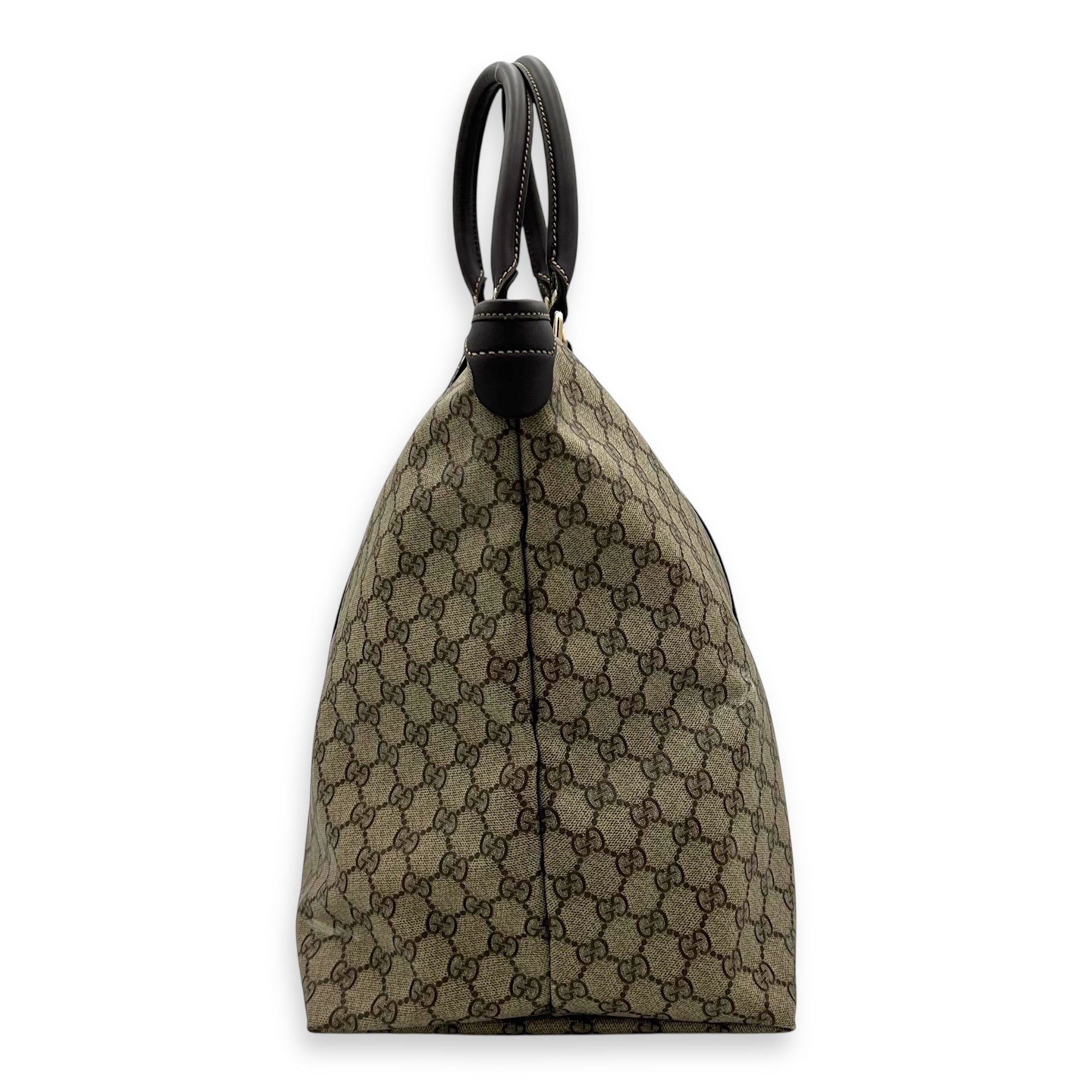 GG Tote Bag Brown in Jacquard, Gold hardware - Image 4