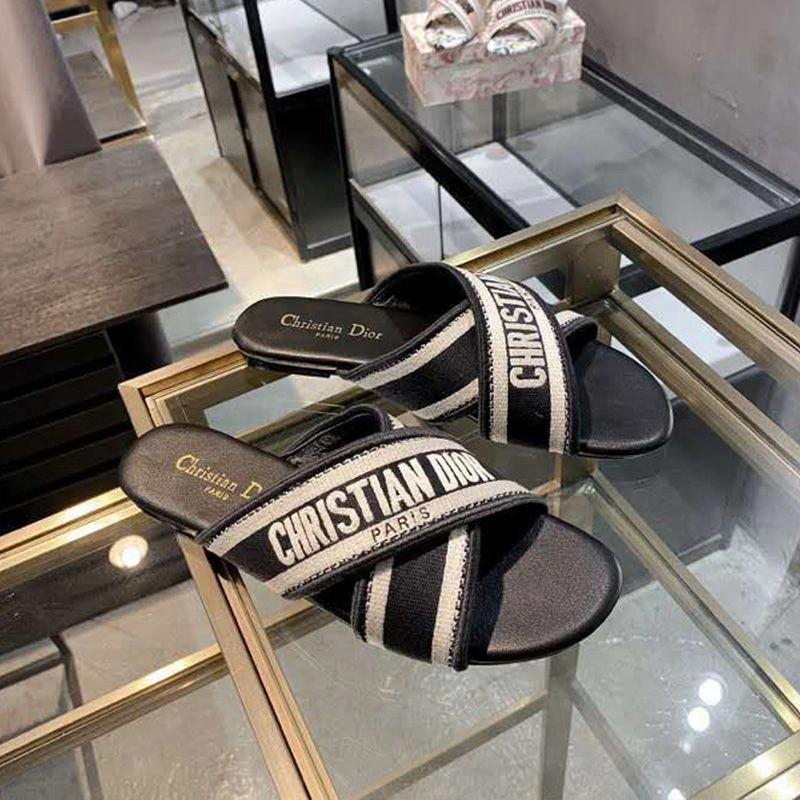 BestValue 455 Christian Dior Granville Slides Women Canvas Black - Image 3