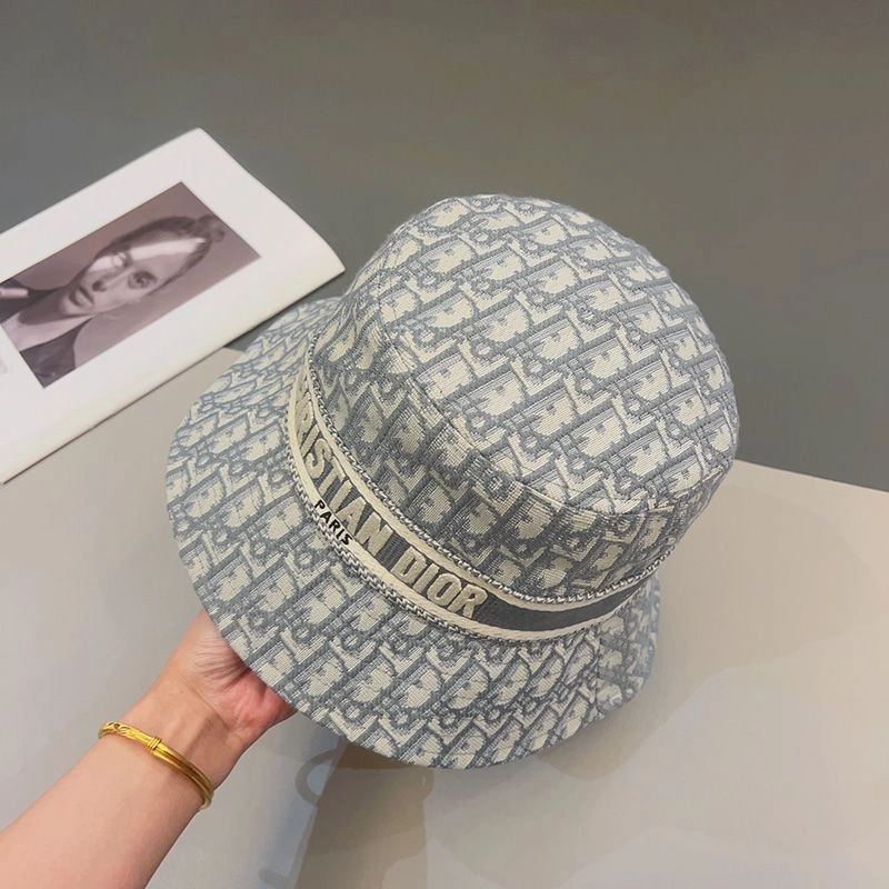 Christian Dior Bucket Hat D-Oblique Motif Cotton Grey DailyWear 5394 - Image 3