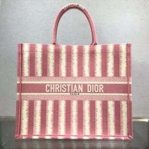The Dior B Dior Book Tote Pink D-Stripes Embroidery