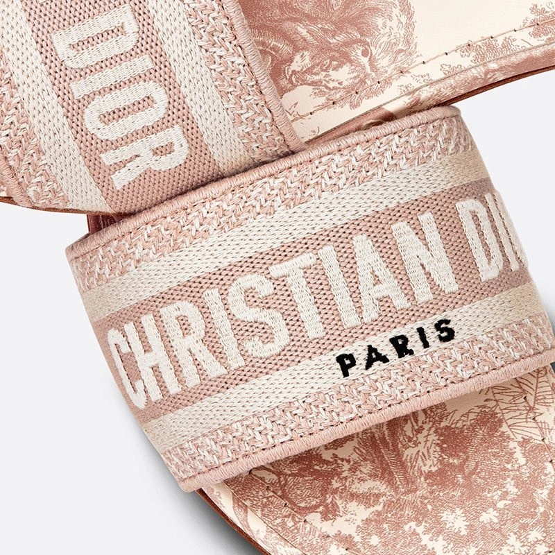 Christian Dior Dway Slides Women Toile De Jouy Motif Canvas Cherry - Image 4